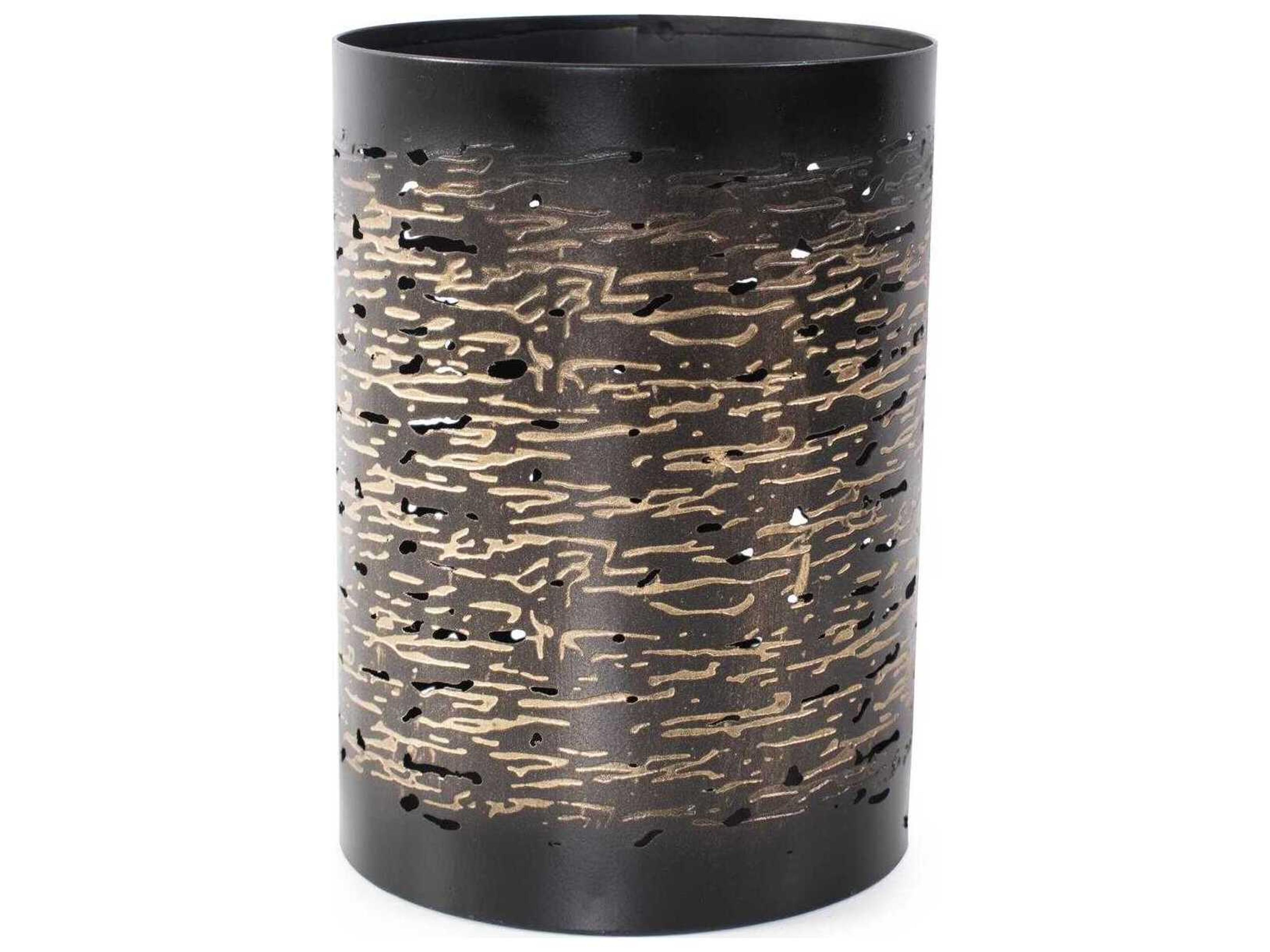 Black Gold Cylindrical Candle Holder