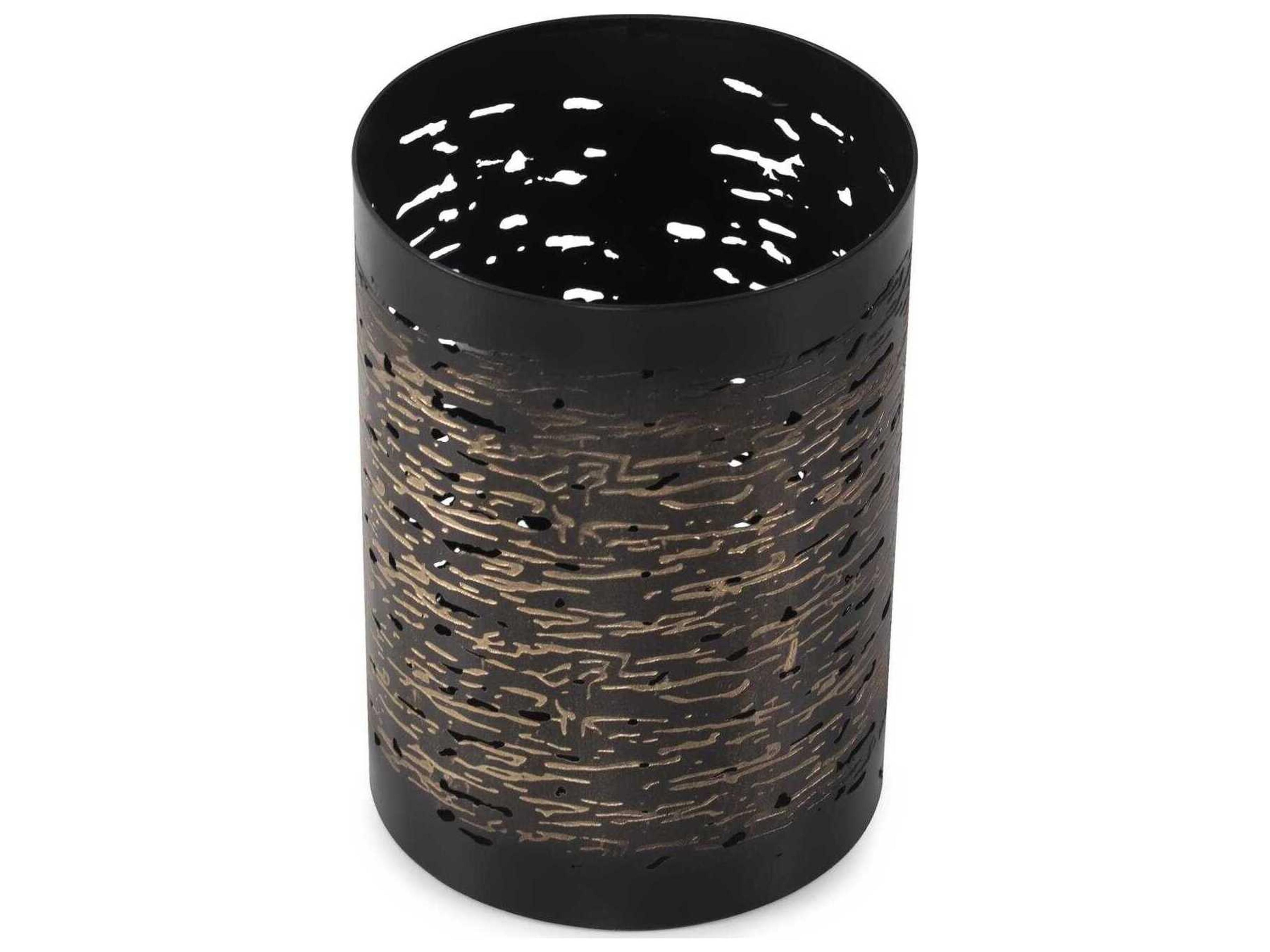 Howard Elliott Black Gold Cylindrical Candle Holder
