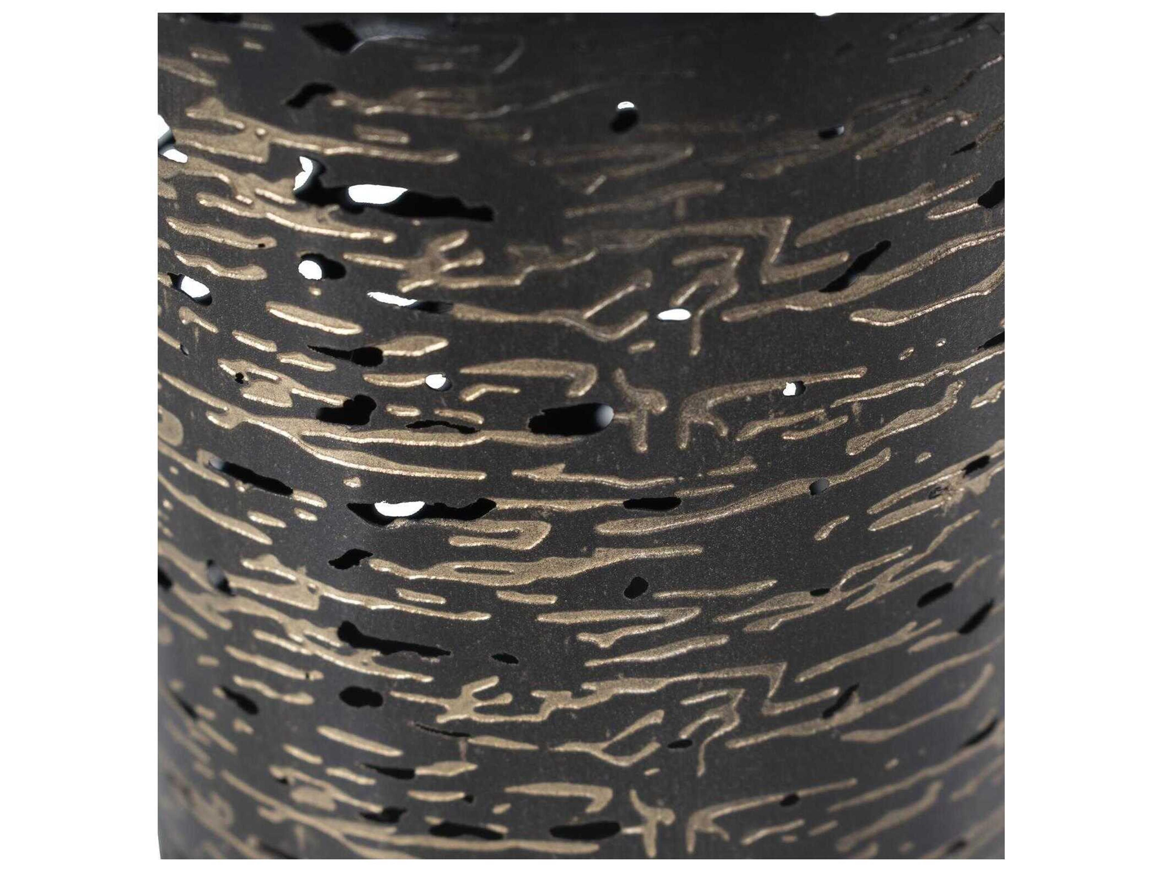 Howard Elliott Black Gold Cylindrical Candle Holder