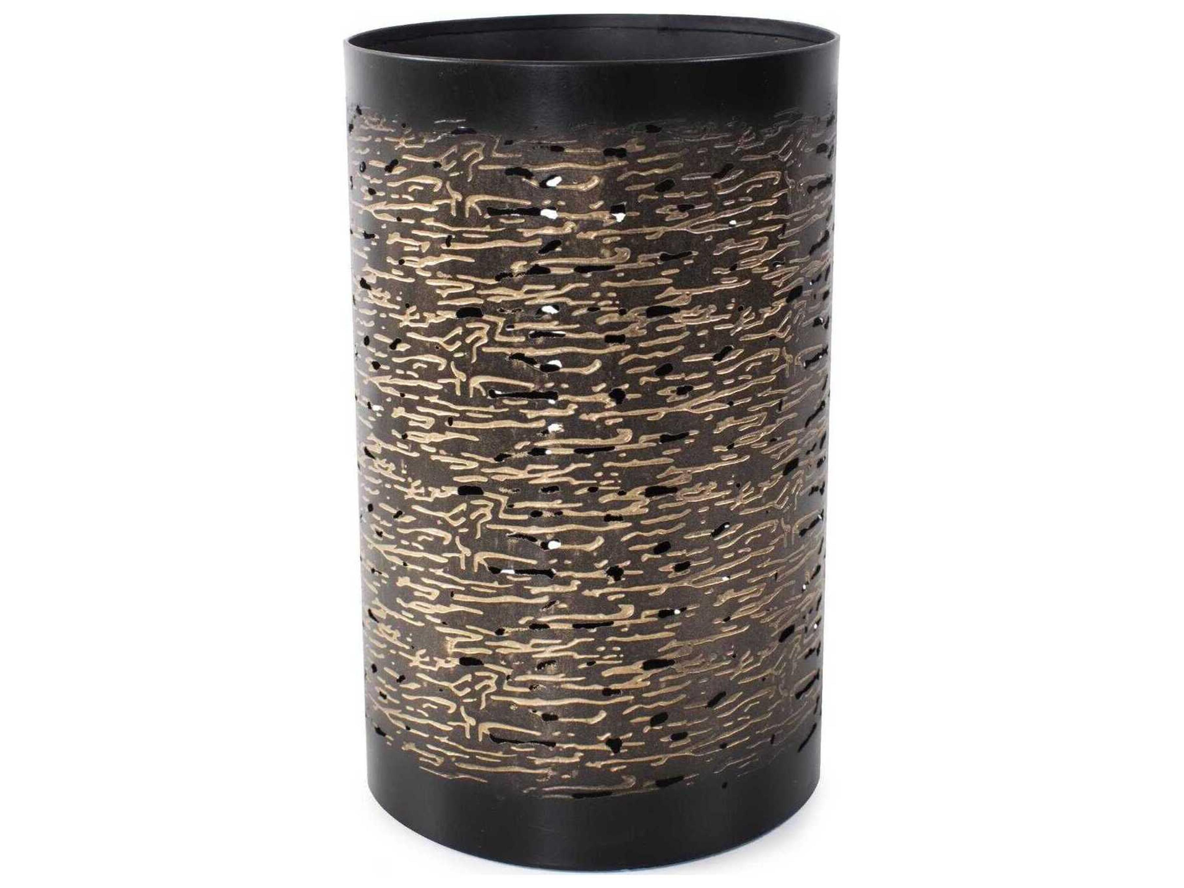 Black Gold Cylindrical Candle Holder