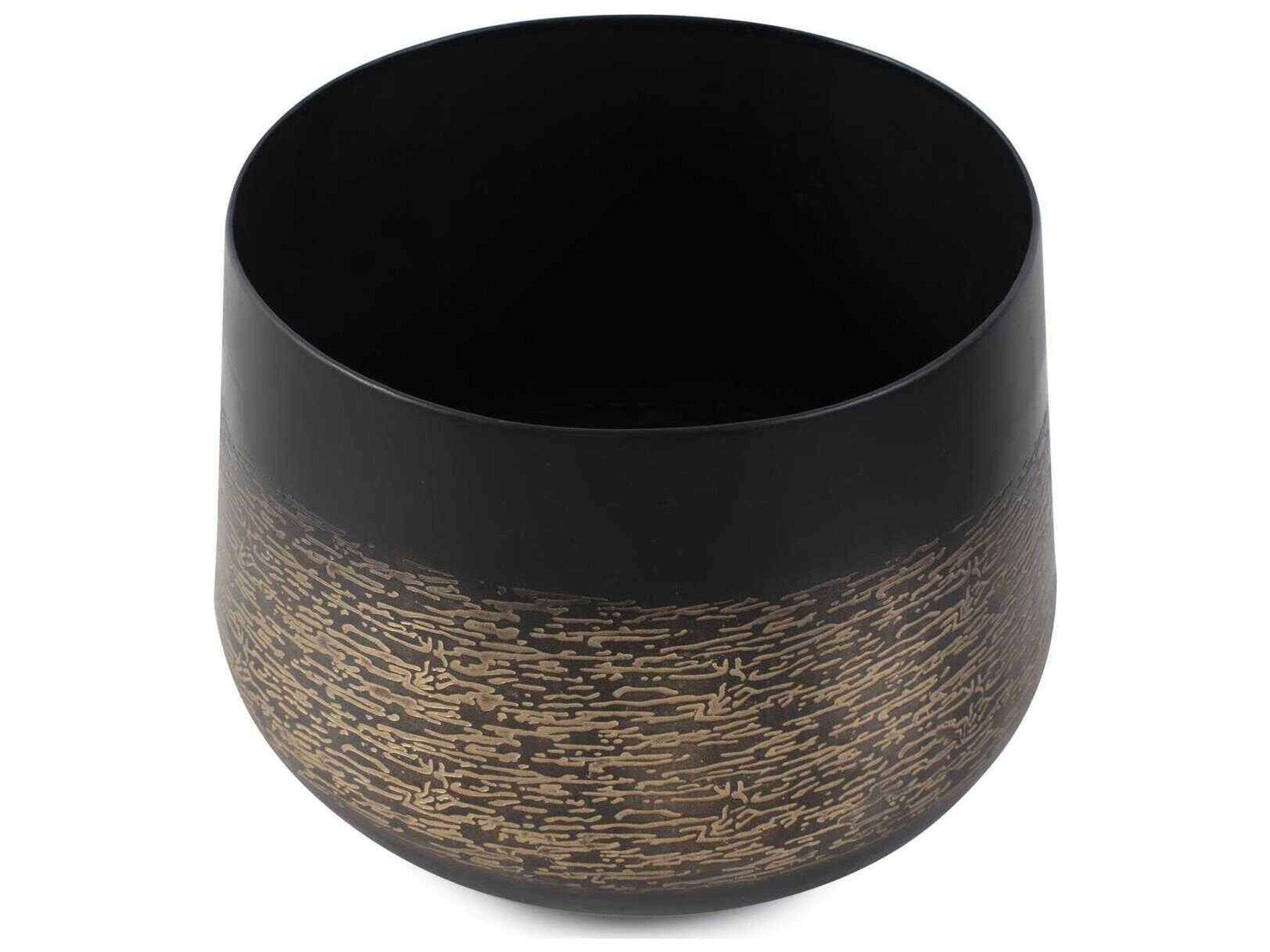 Howard Elliott Golden Thread Black Wide Mouth Vessel