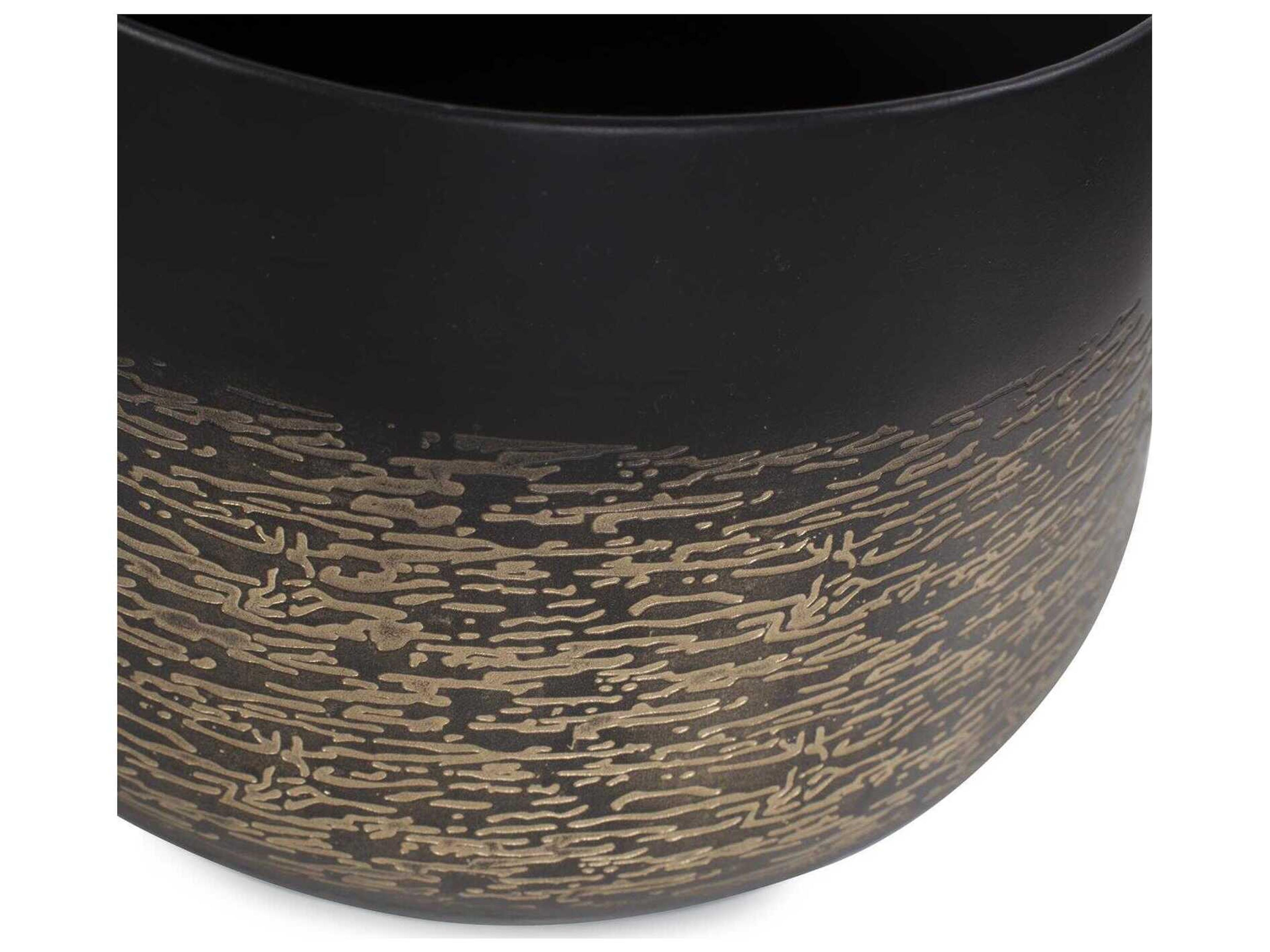 Howard Elliott Golden Thread Black Wide Mouth Vessel