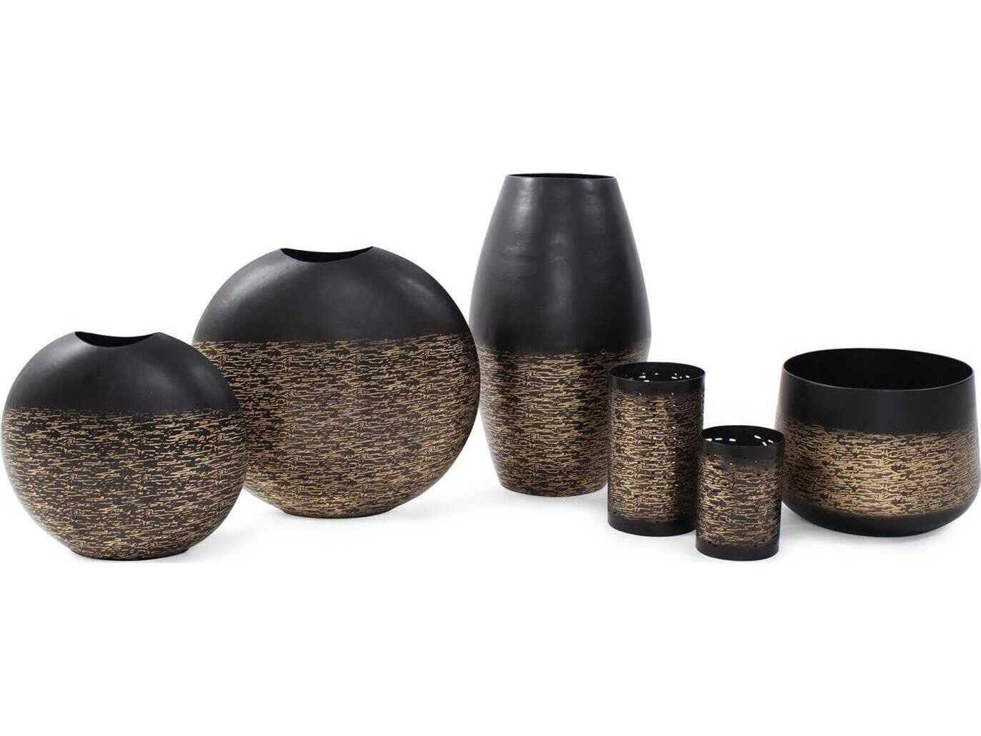 Howard Elliott Golden Thread Black Wide Mouth Vessel