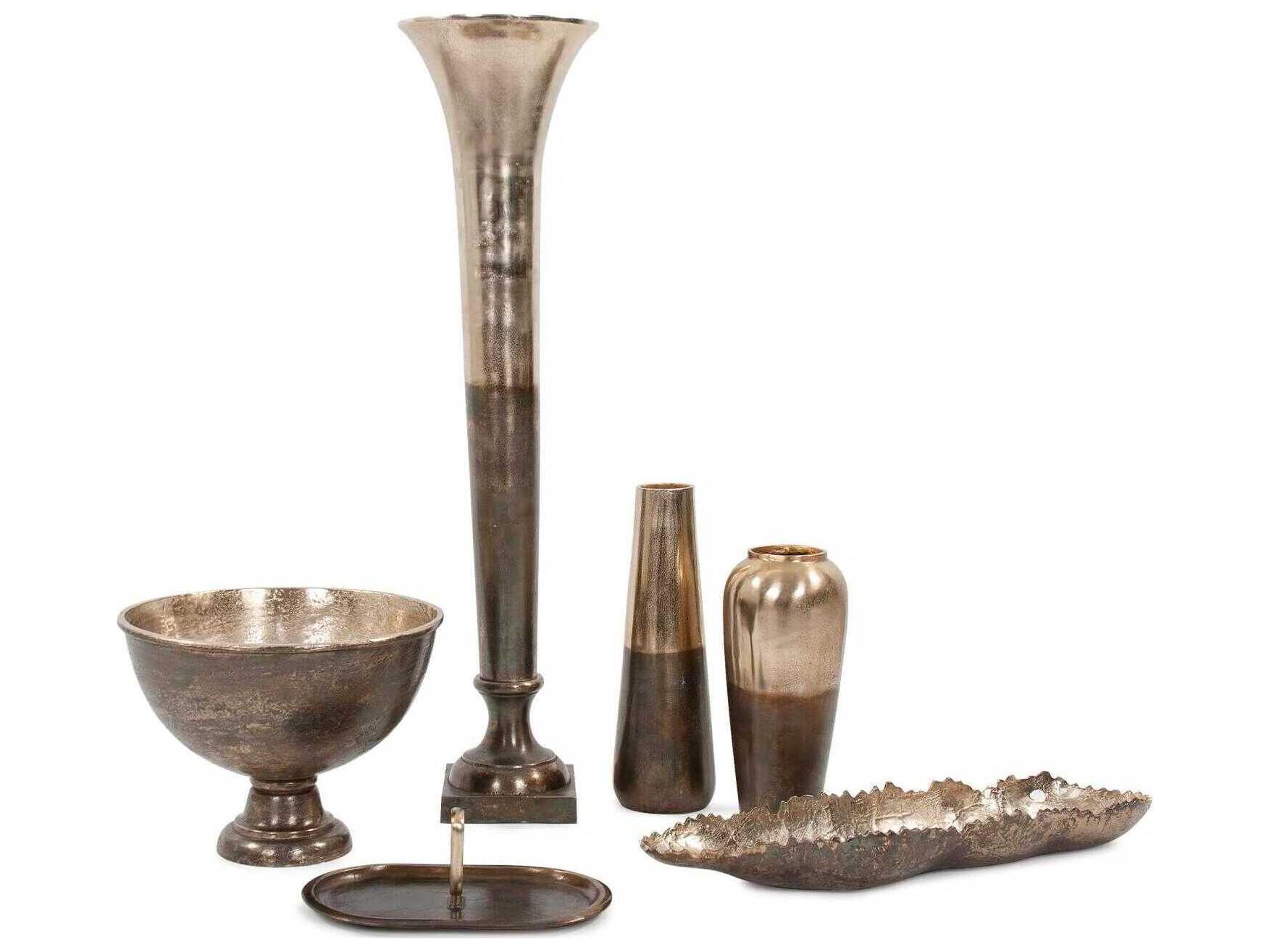 Howard Elliott Golden Bronze Oversized Fluted Vase