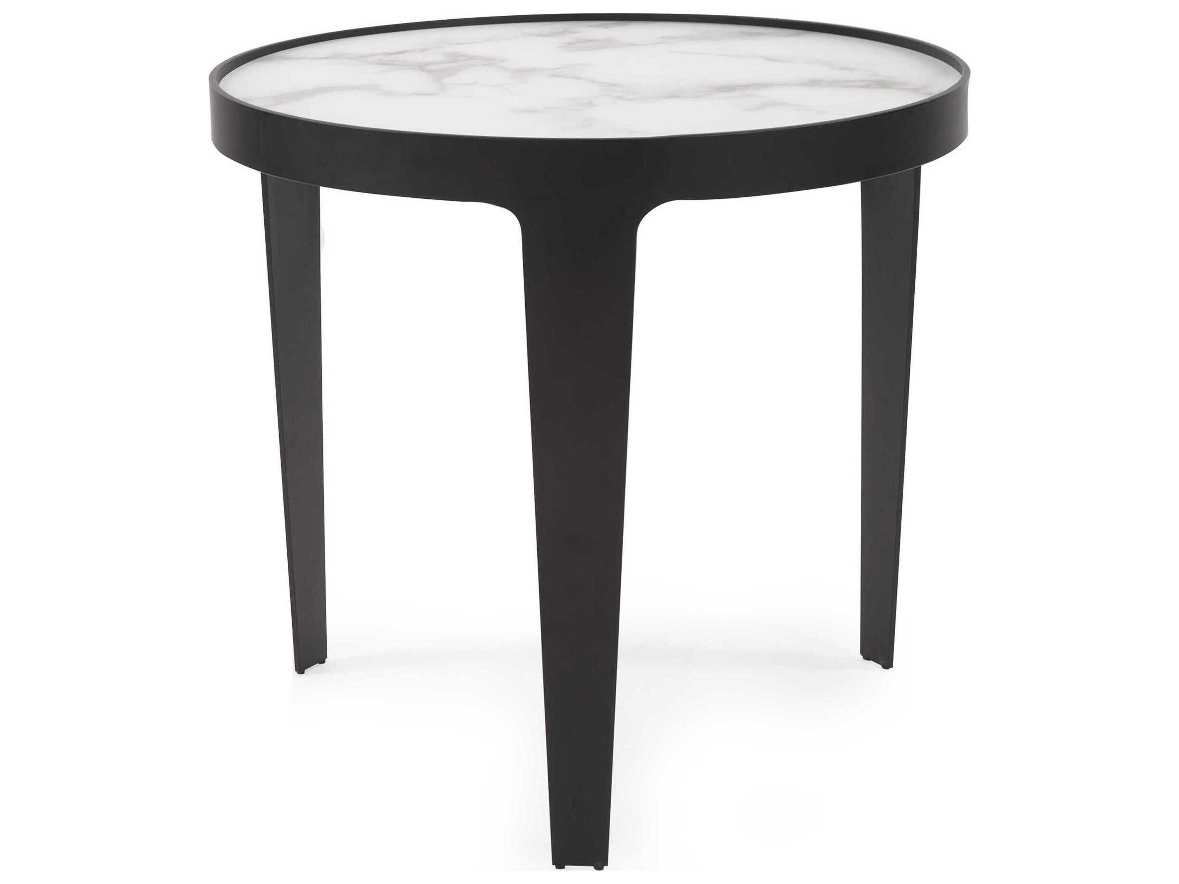 Howard Elliott Costa Round Marble Black White End Table