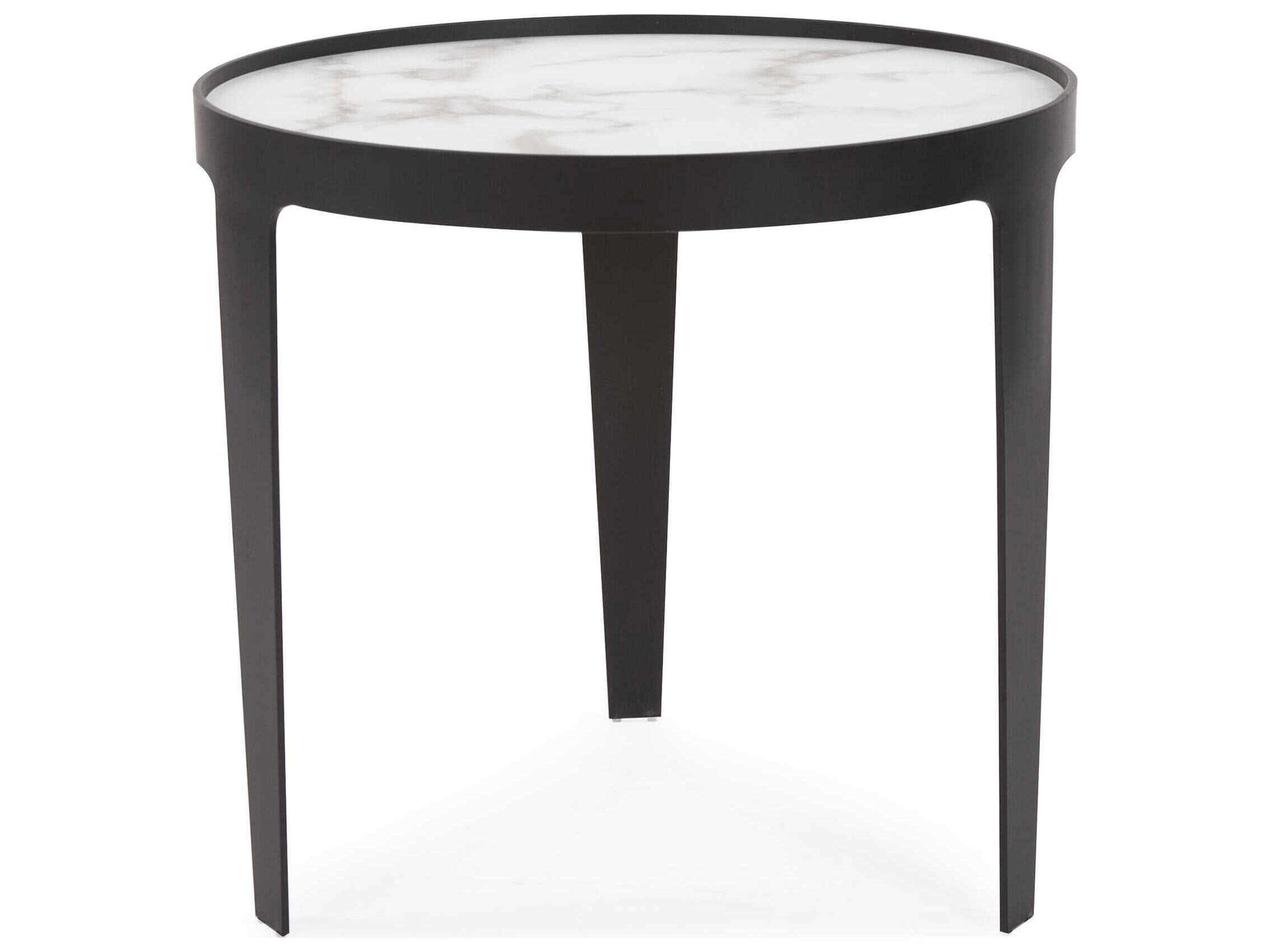 Howard Elliott Costa Round Marble Black White End Table