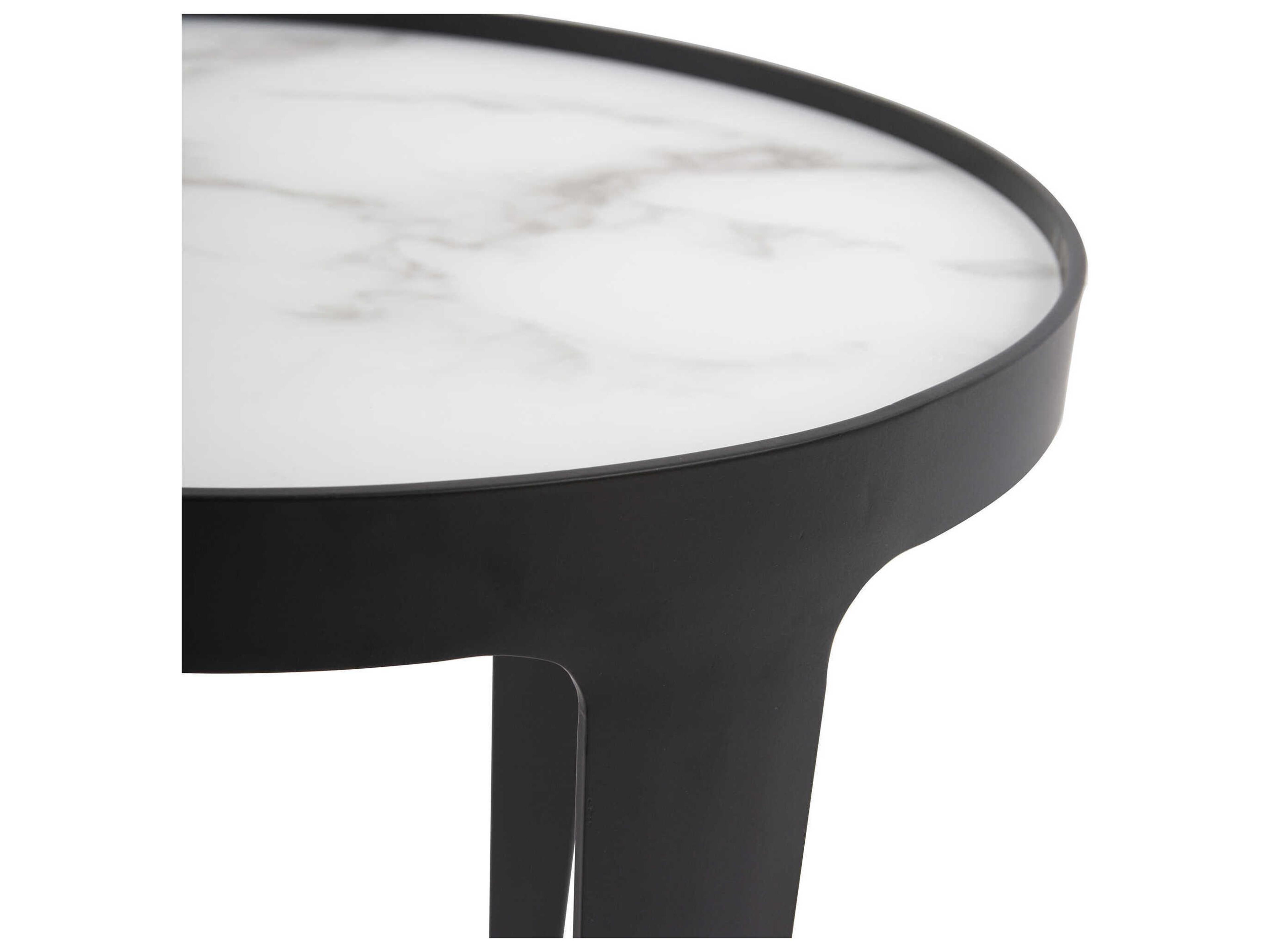 Howard Elliott Costa Round Marble Black White End Table