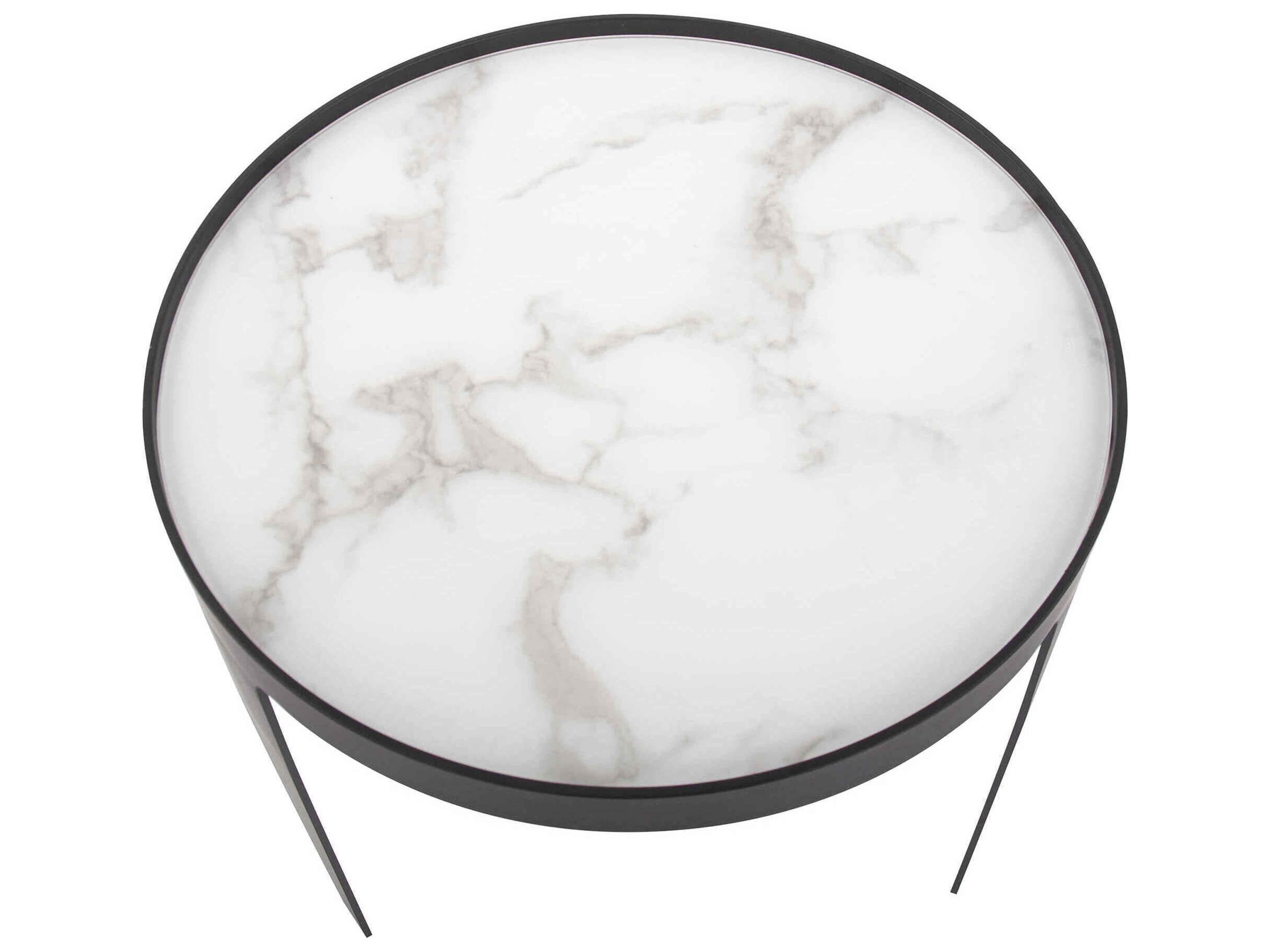 Howard Elliott Costa Round Marble Black White End Table