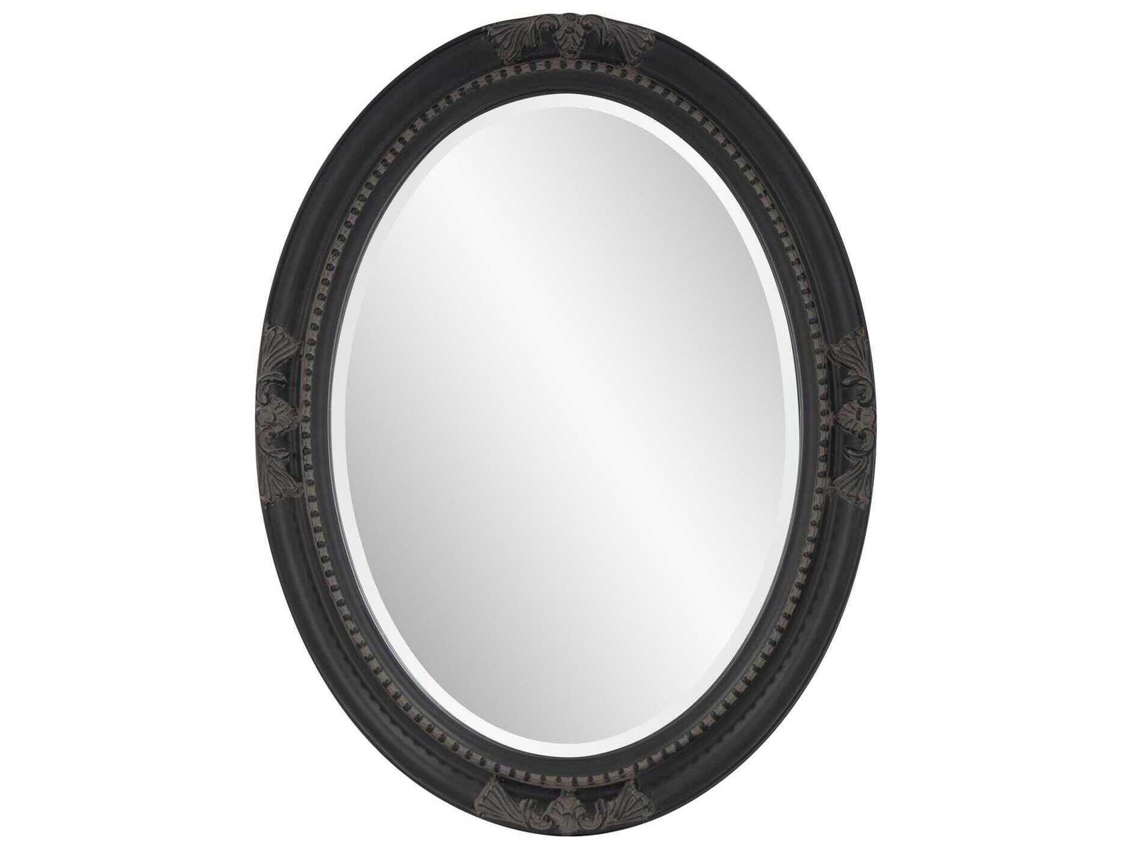 Queen Ann Antique Black Oval Wall Mirror