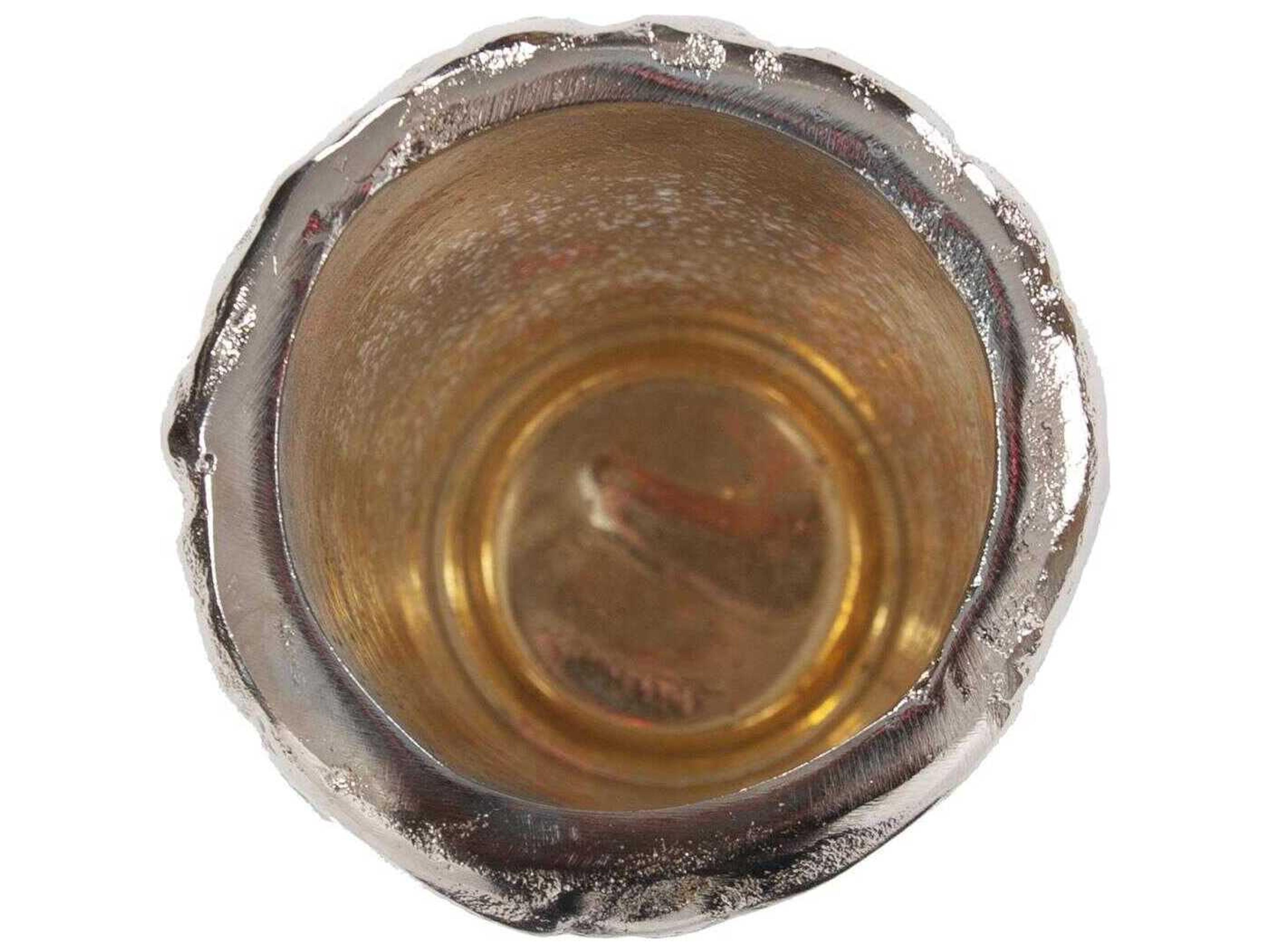 Howard Elliott Arctic Glacier Arctic Glacier Glass Pillar Holder with Aluminum Molten Top Tall