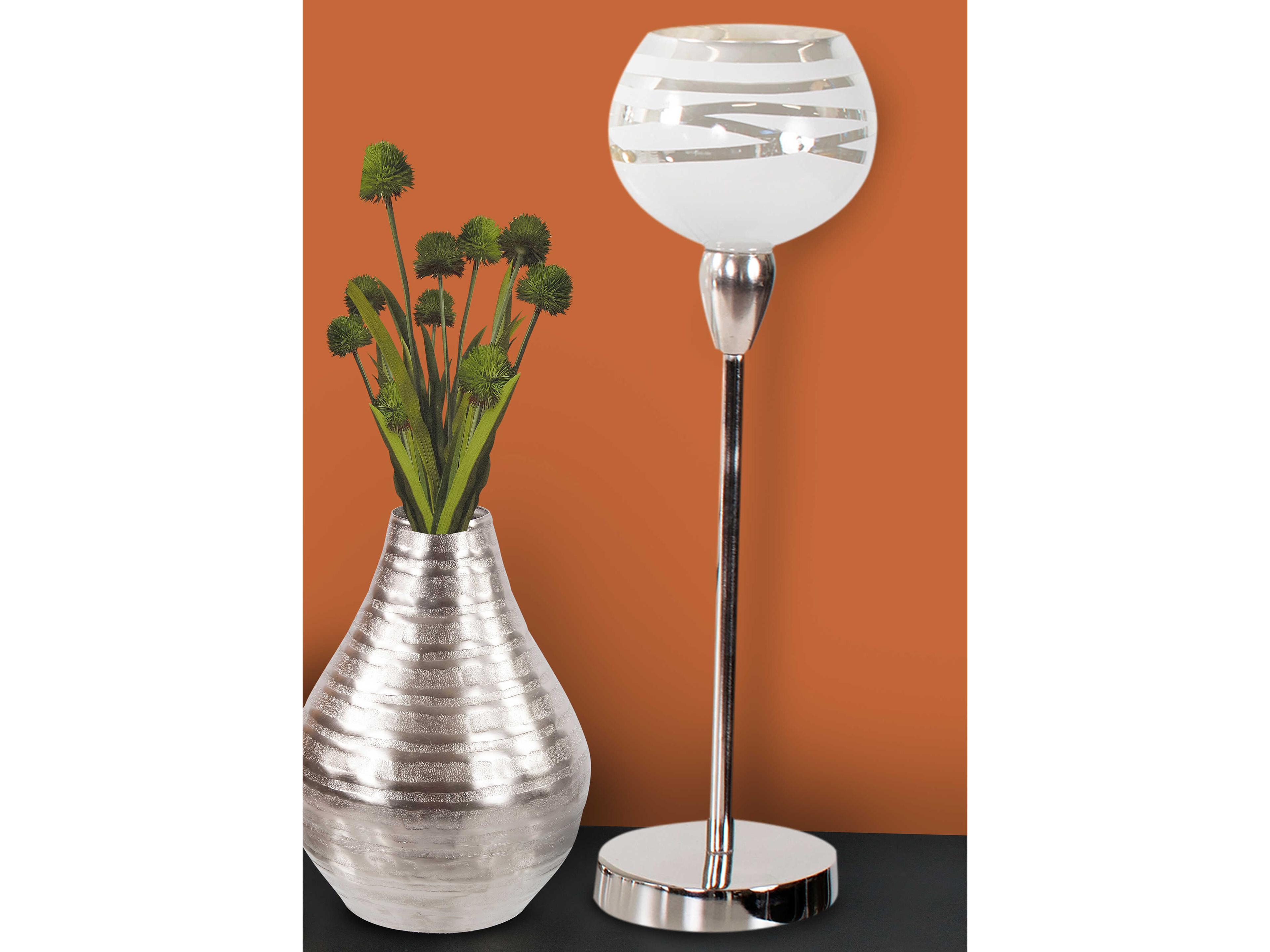 Howard Elliott Artic Silver Glossy White Lustig Illuminarie Candle Holder