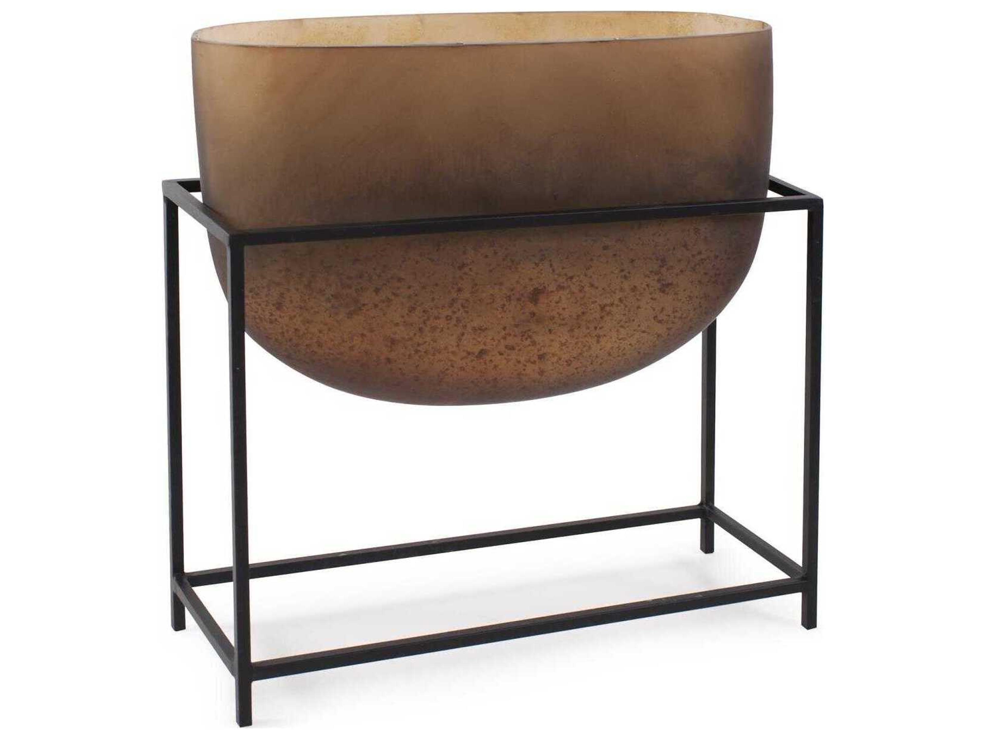 Howard Elliott Euler Brown Black Wide Mouth Vase