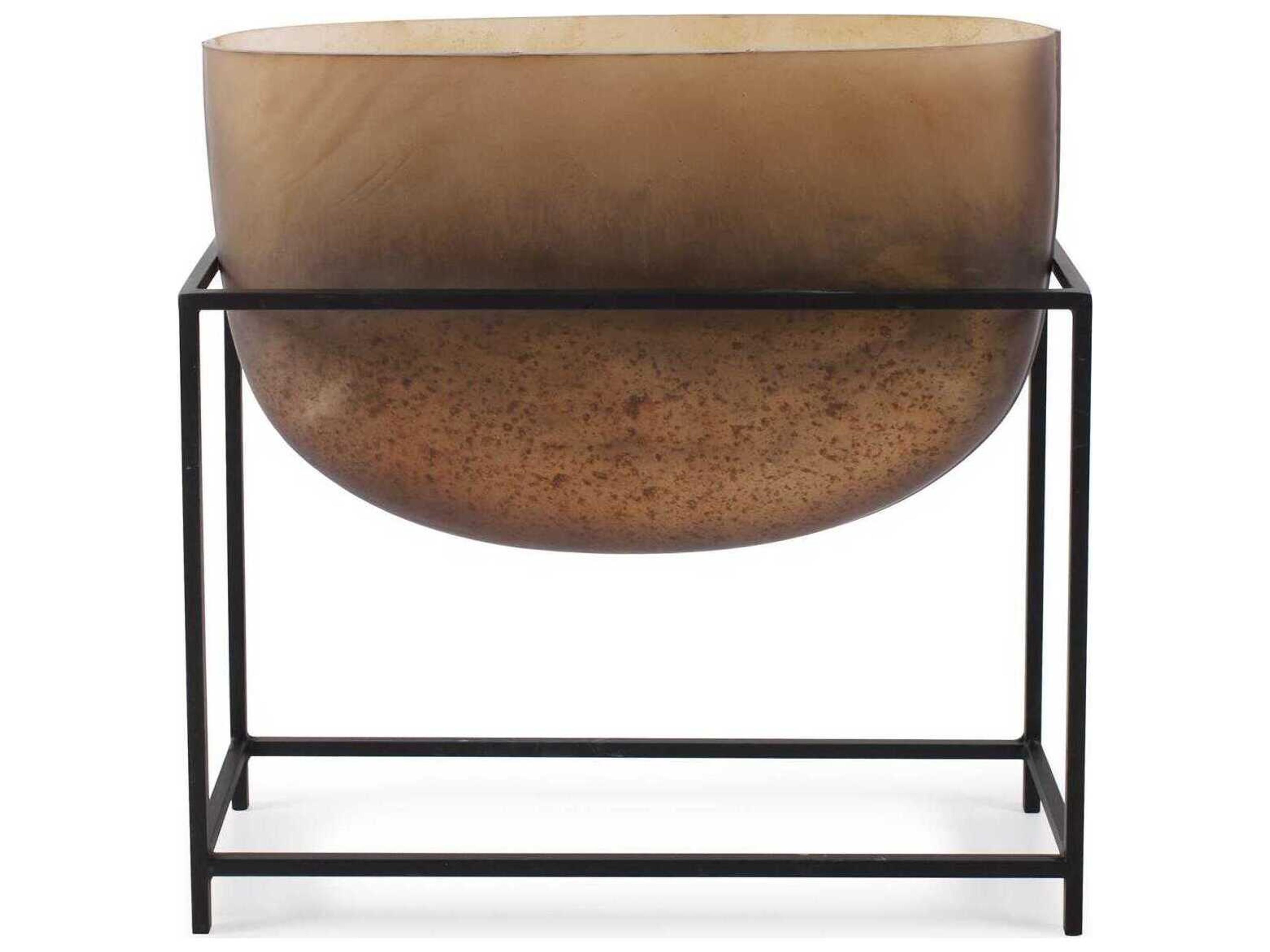 Howard Elliott Euler Brown Black Wide Mouth Vase