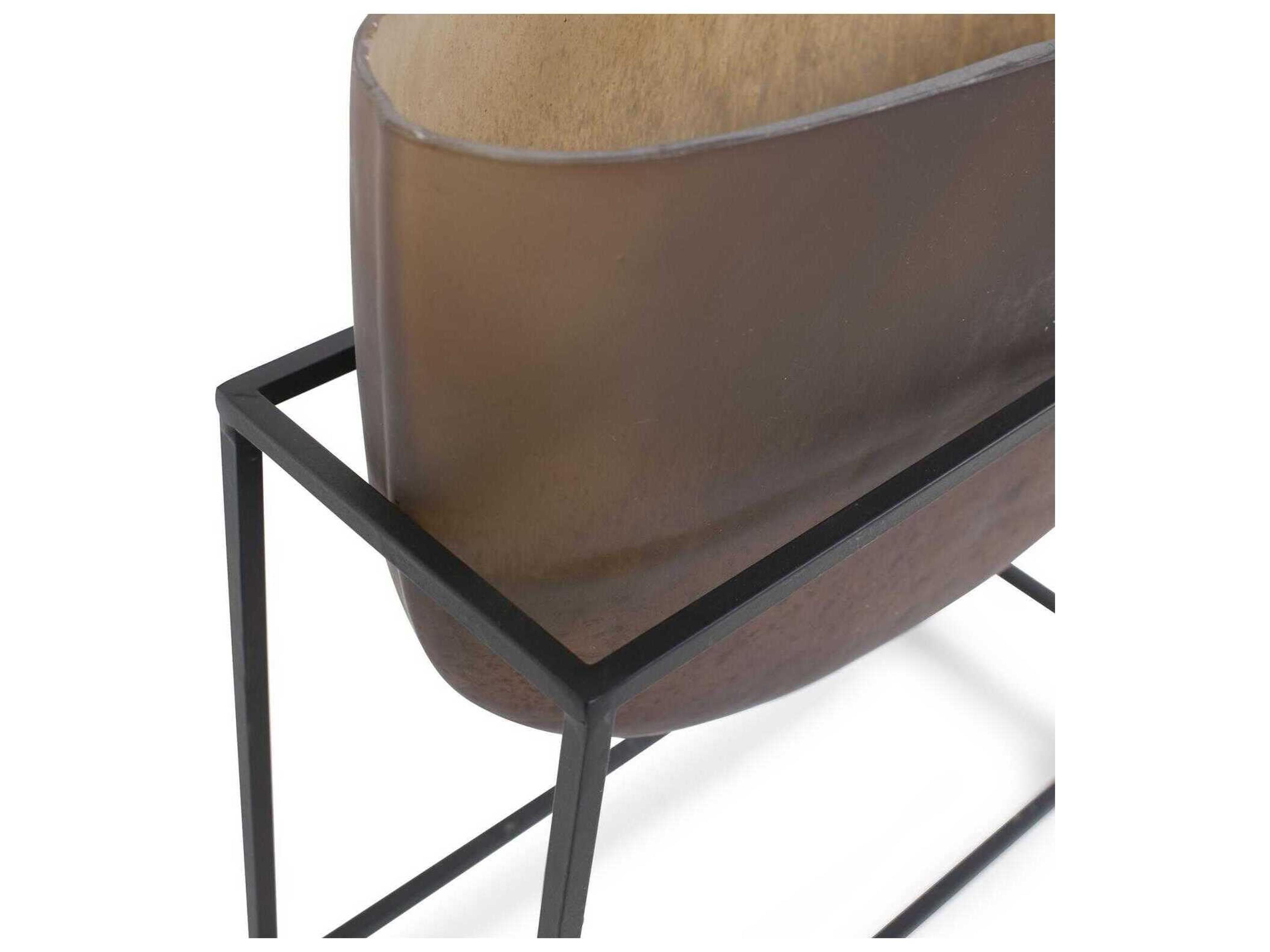 Howard Elliott Euler Brown Black Wide Mouth Vase