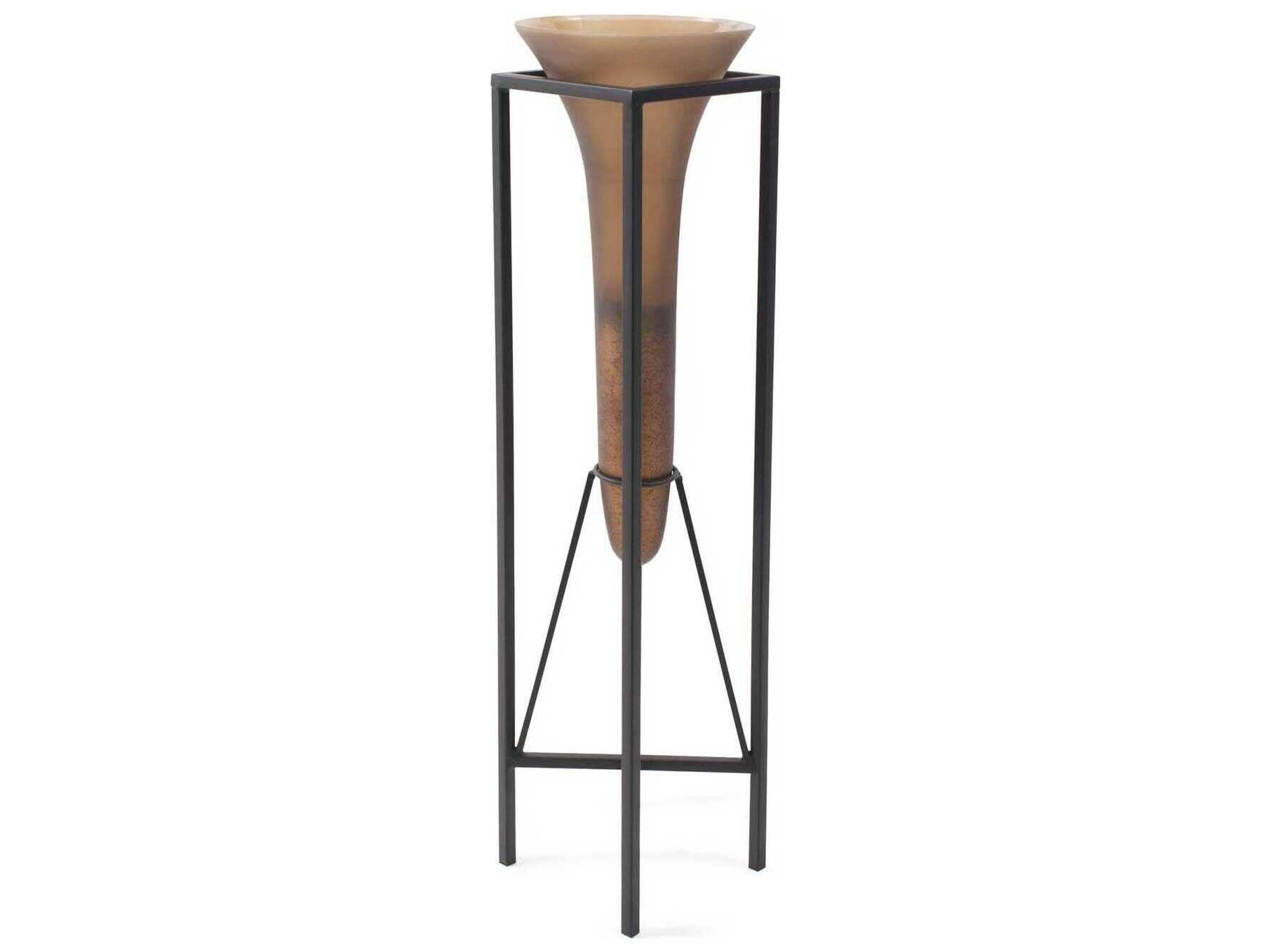 Howard Elliott Euler Brown Black Drop Vase