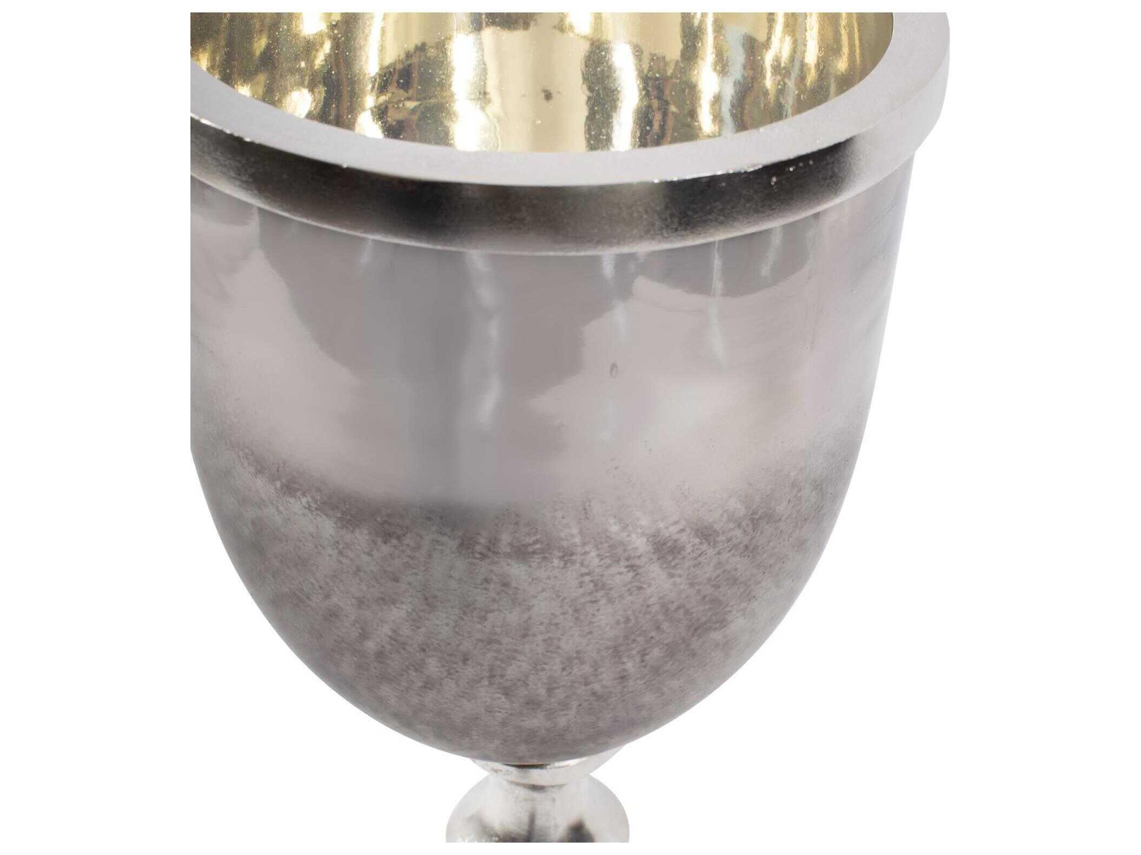 Howard Elliott Black Diamond Glass Chalise on a Nickel Turned Metal Stand