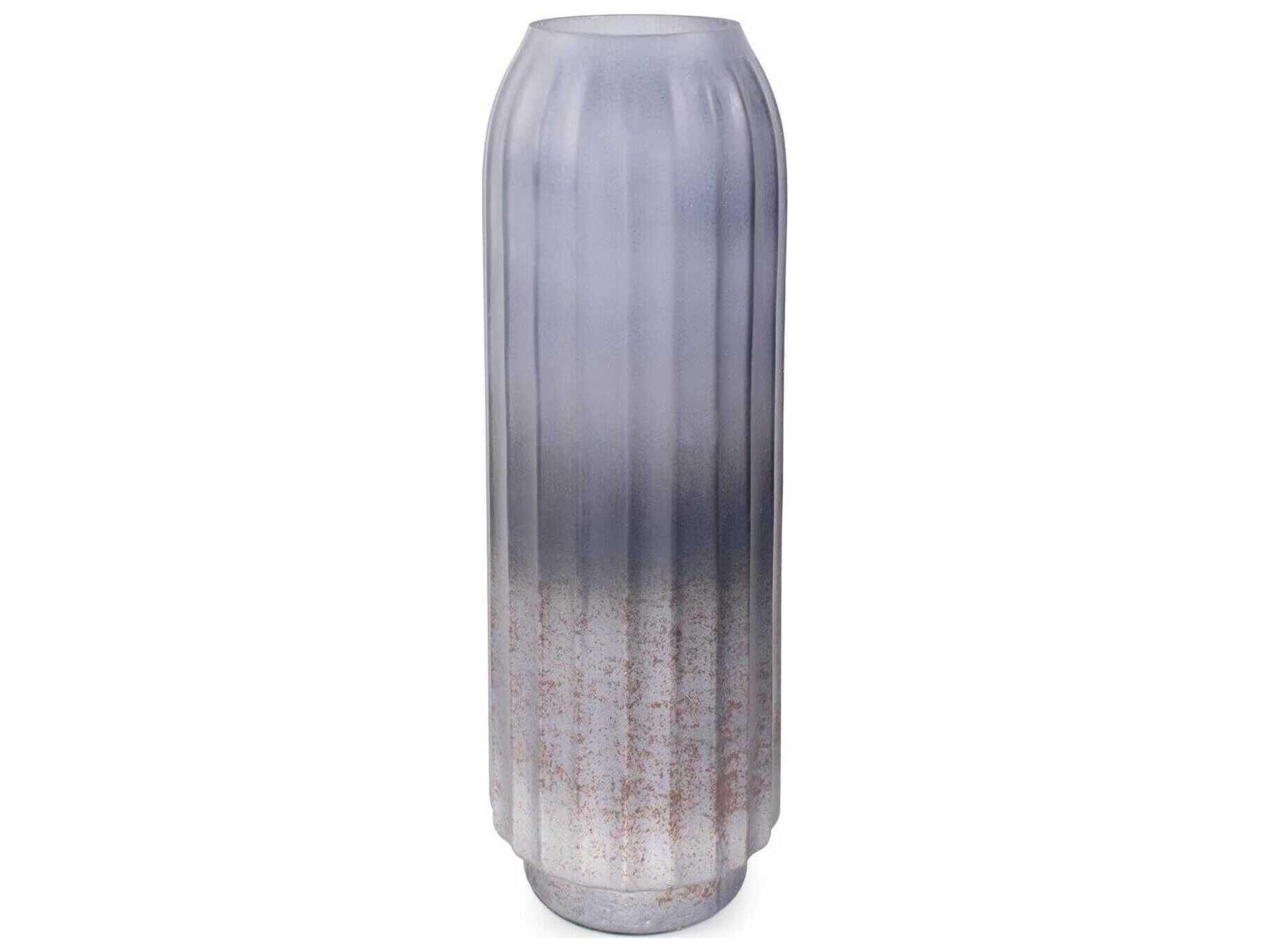 Cool Ice Blue Ribbed Cylindrical Vessel