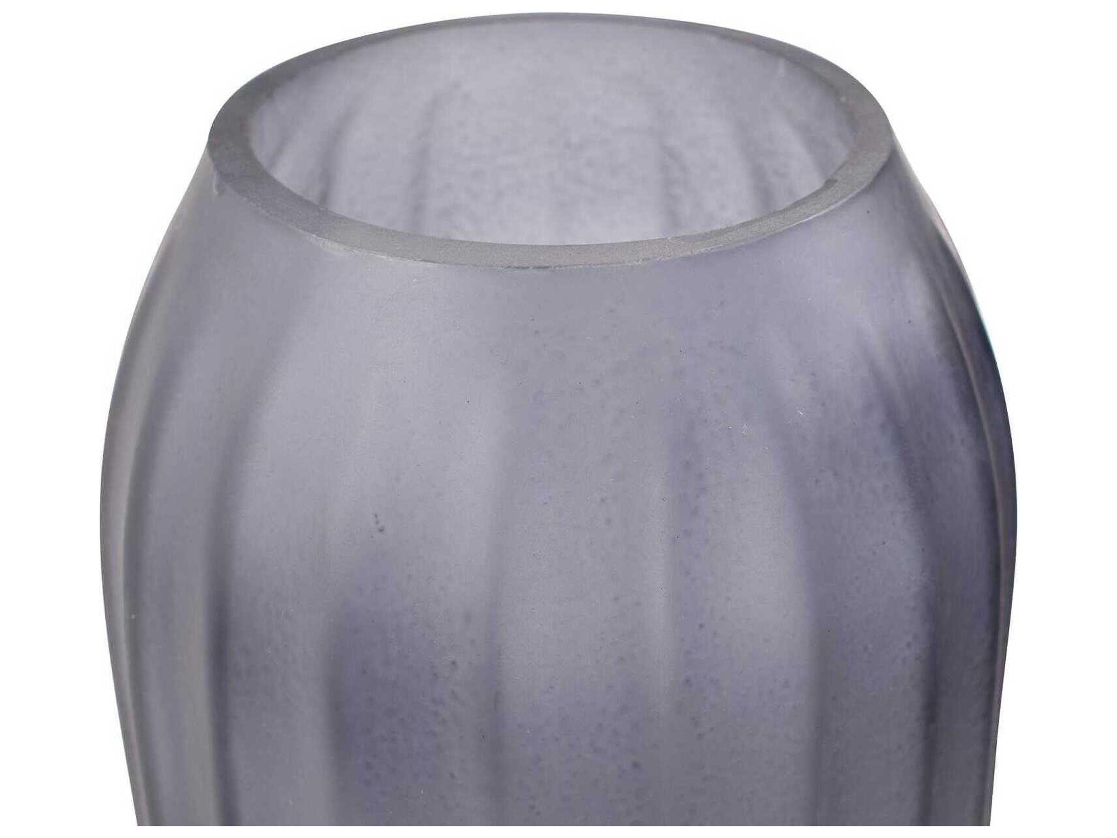 Howard Elliott Cool Ice Blue Ribbed Cylindrical Vessel