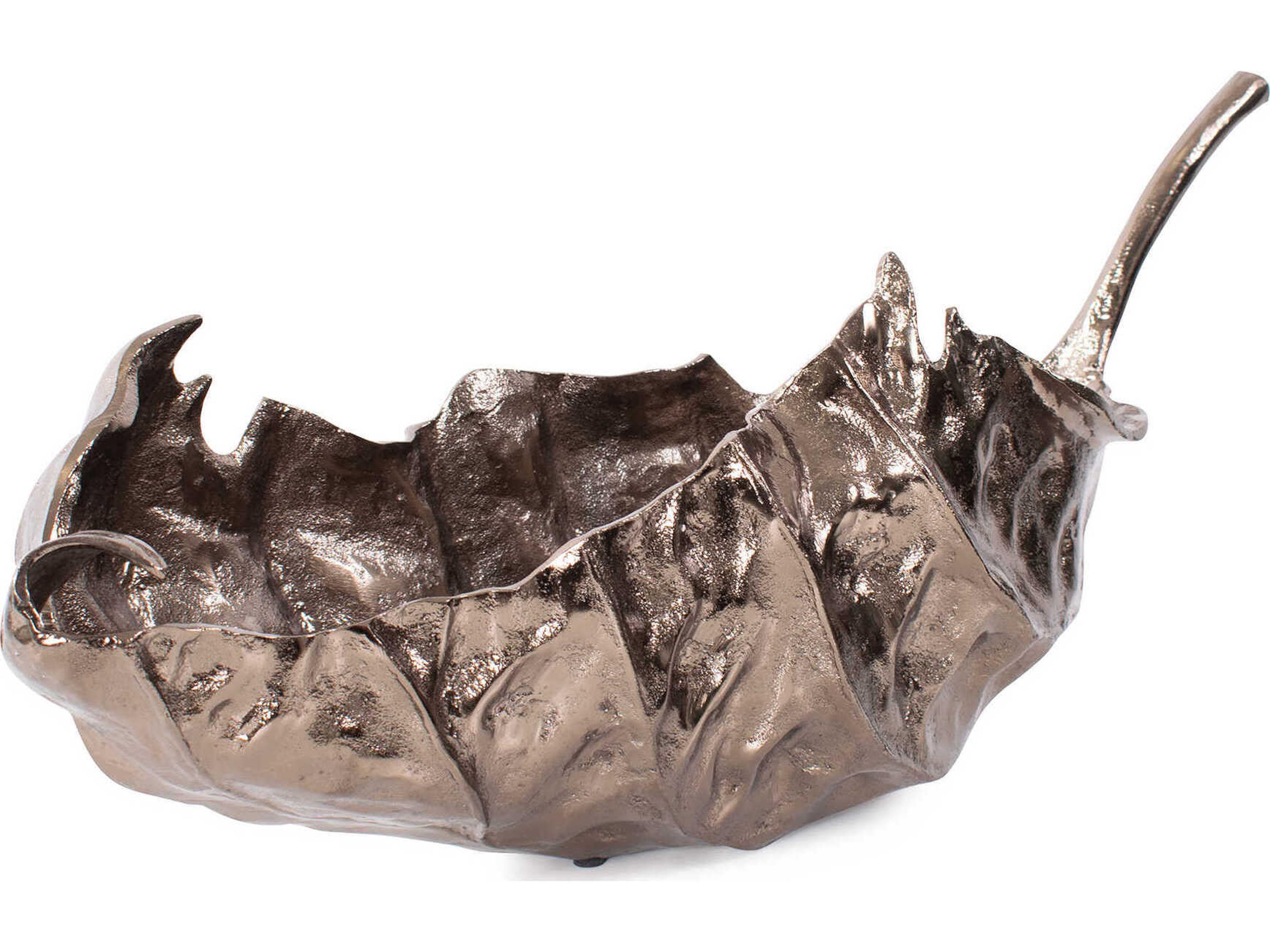 Howard Elliott Aspen Leaf Cast Aluminum Decorative Bowl