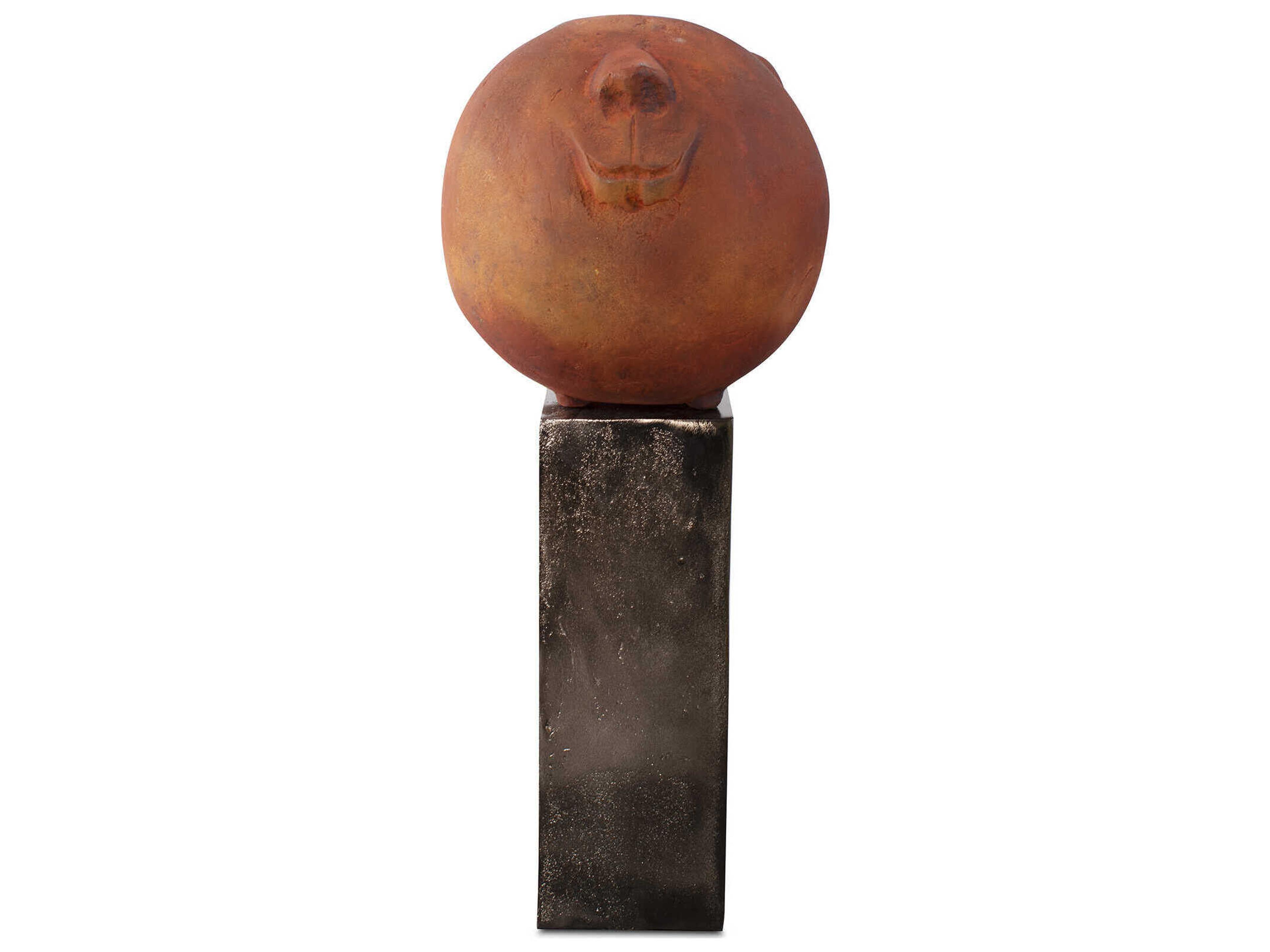 Howard Elliott Textured Matte Orange Mr. Wilfred Terra Cotta Sculpture