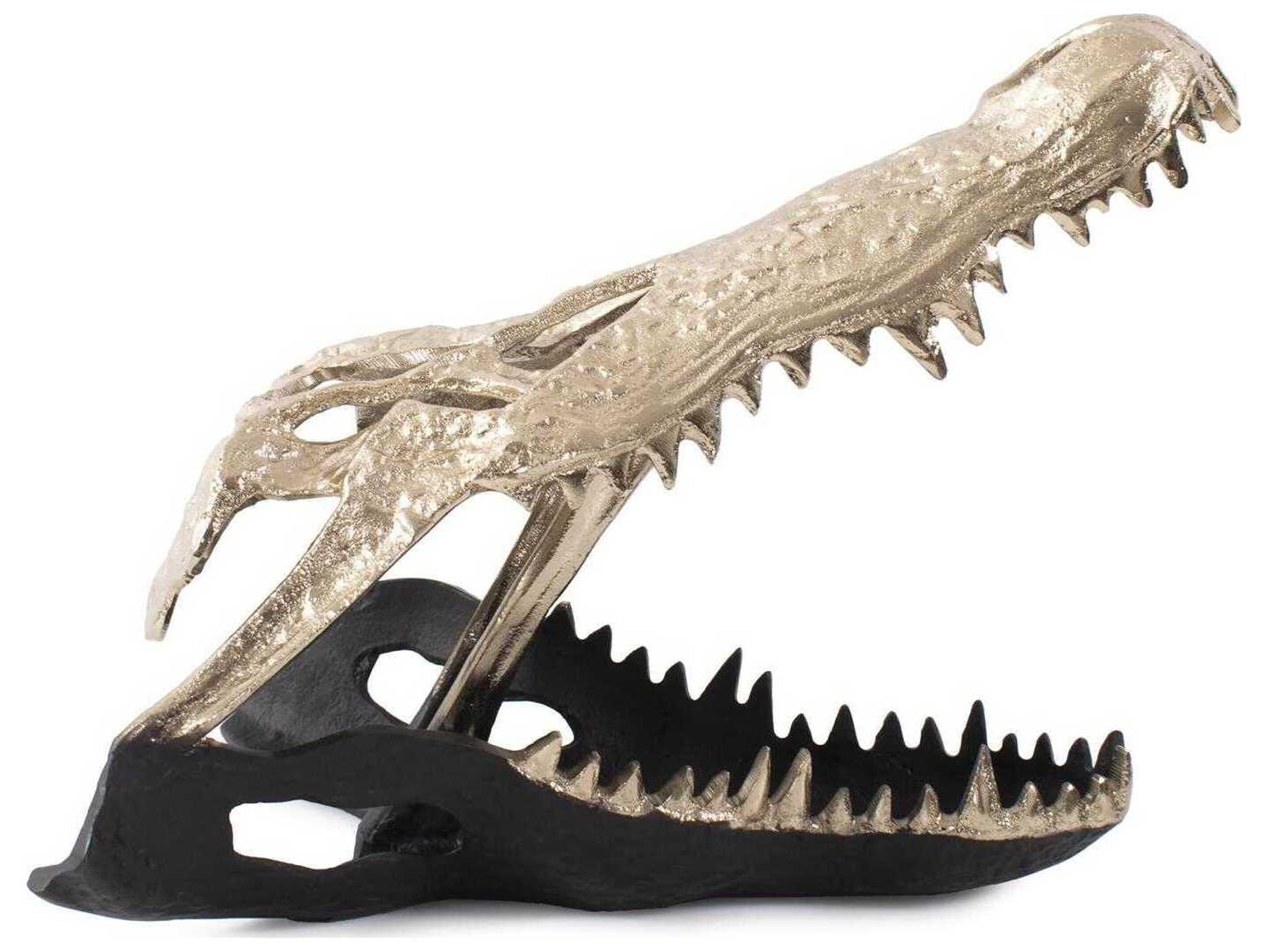 Howard Elliott Gold Black Freddy Croc Sculpture