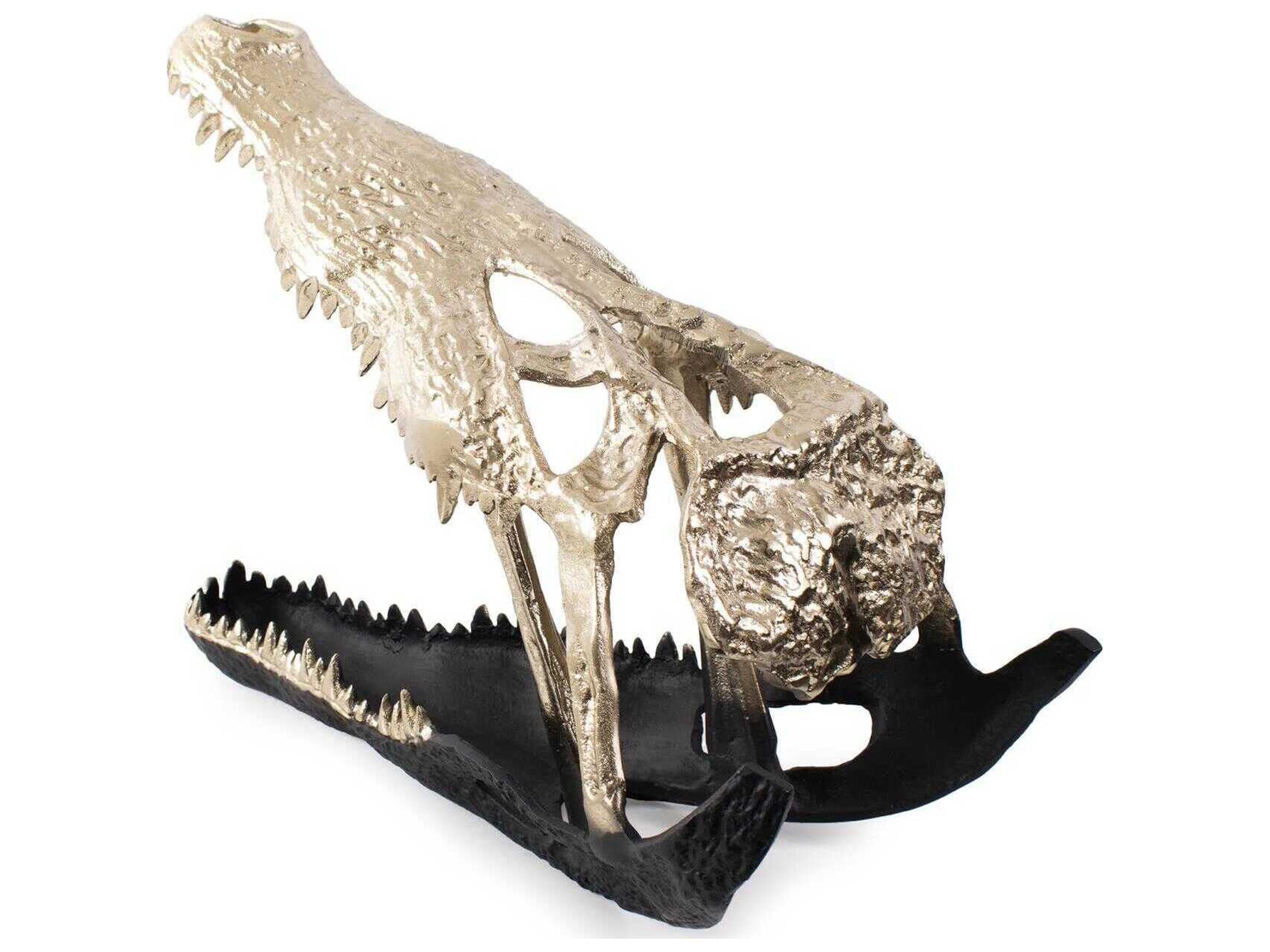 Howard Elliott Gold Black Freddy Croc Sculpture