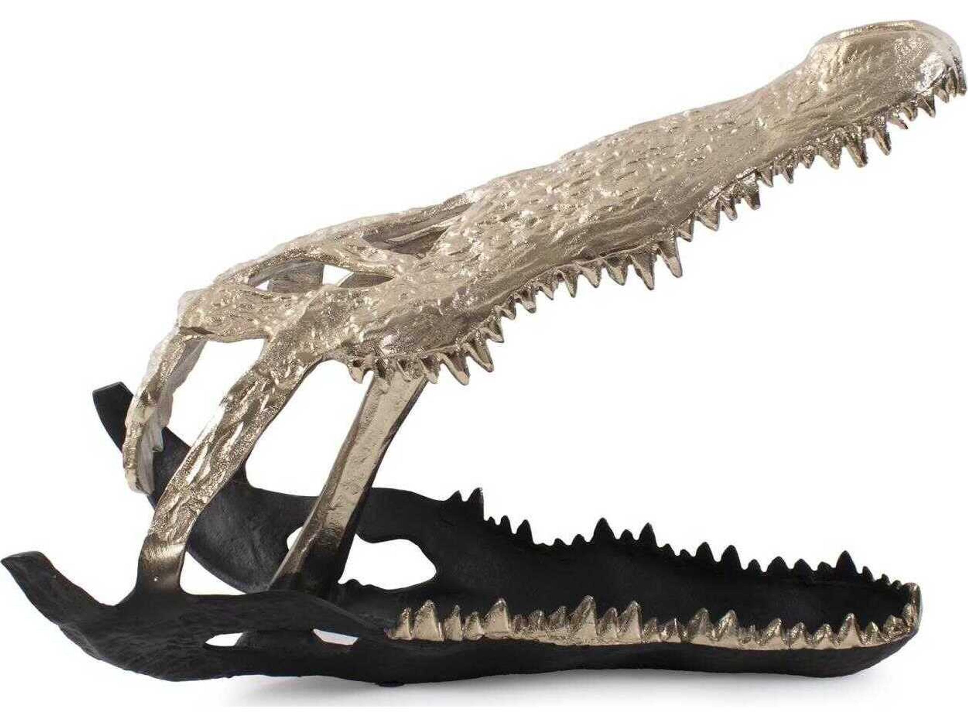 Howard Elliott Gold Black Freddy Croc Sculpture