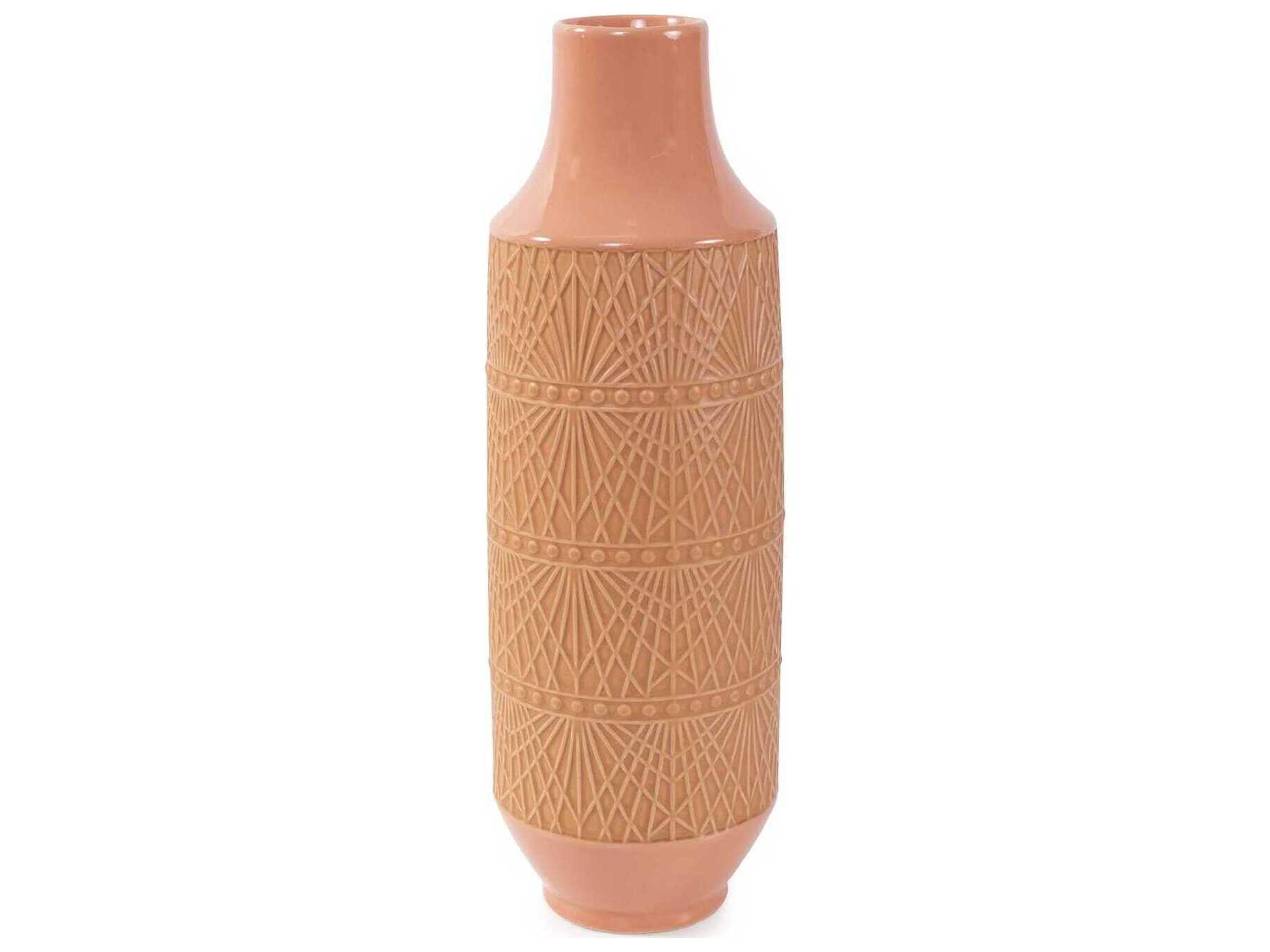 Howard Elliott Richland Embossed Peach Vase
