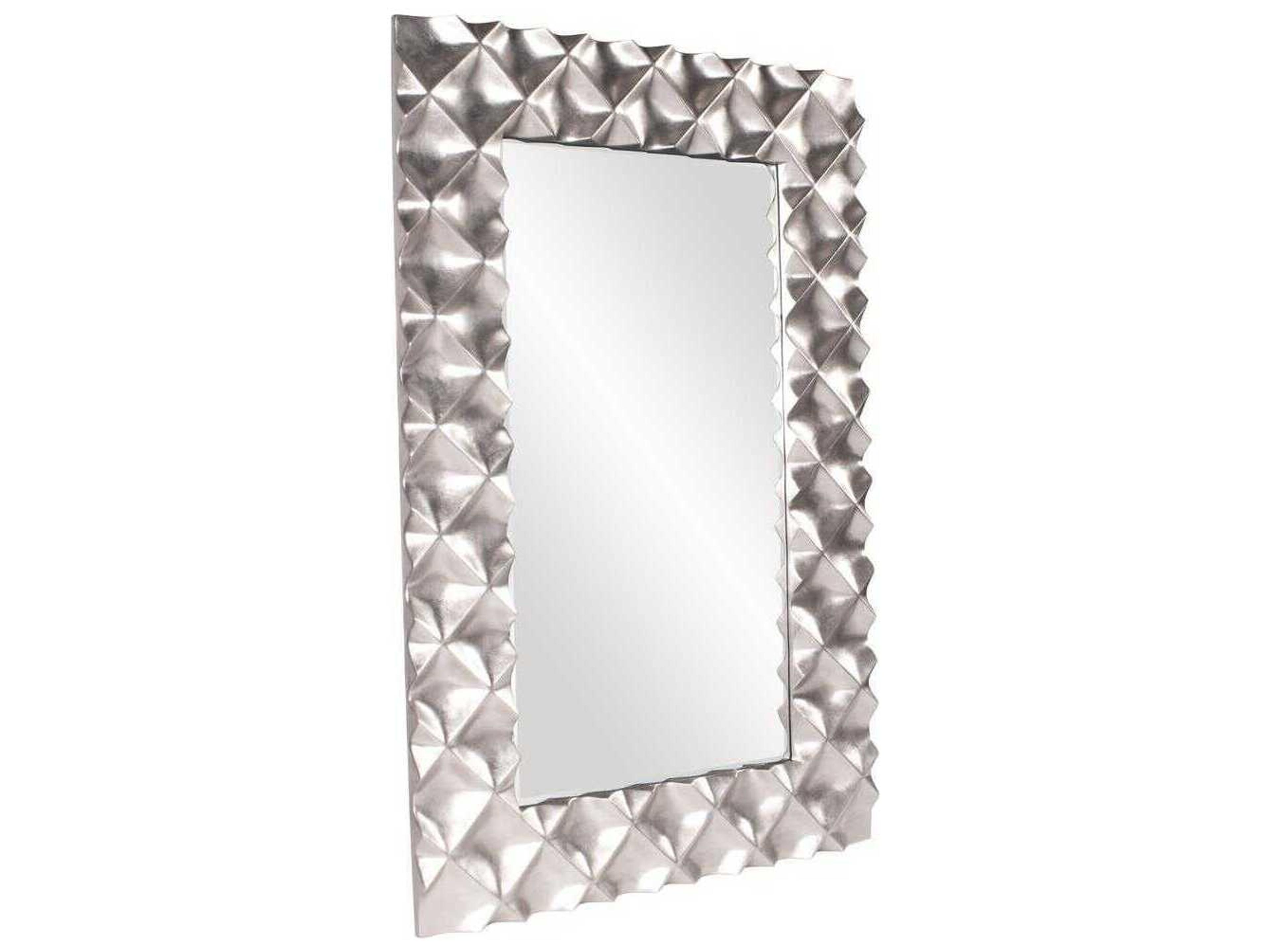 Howard Elliott Krystal Silver Leaf Rectangular Wall Mirror