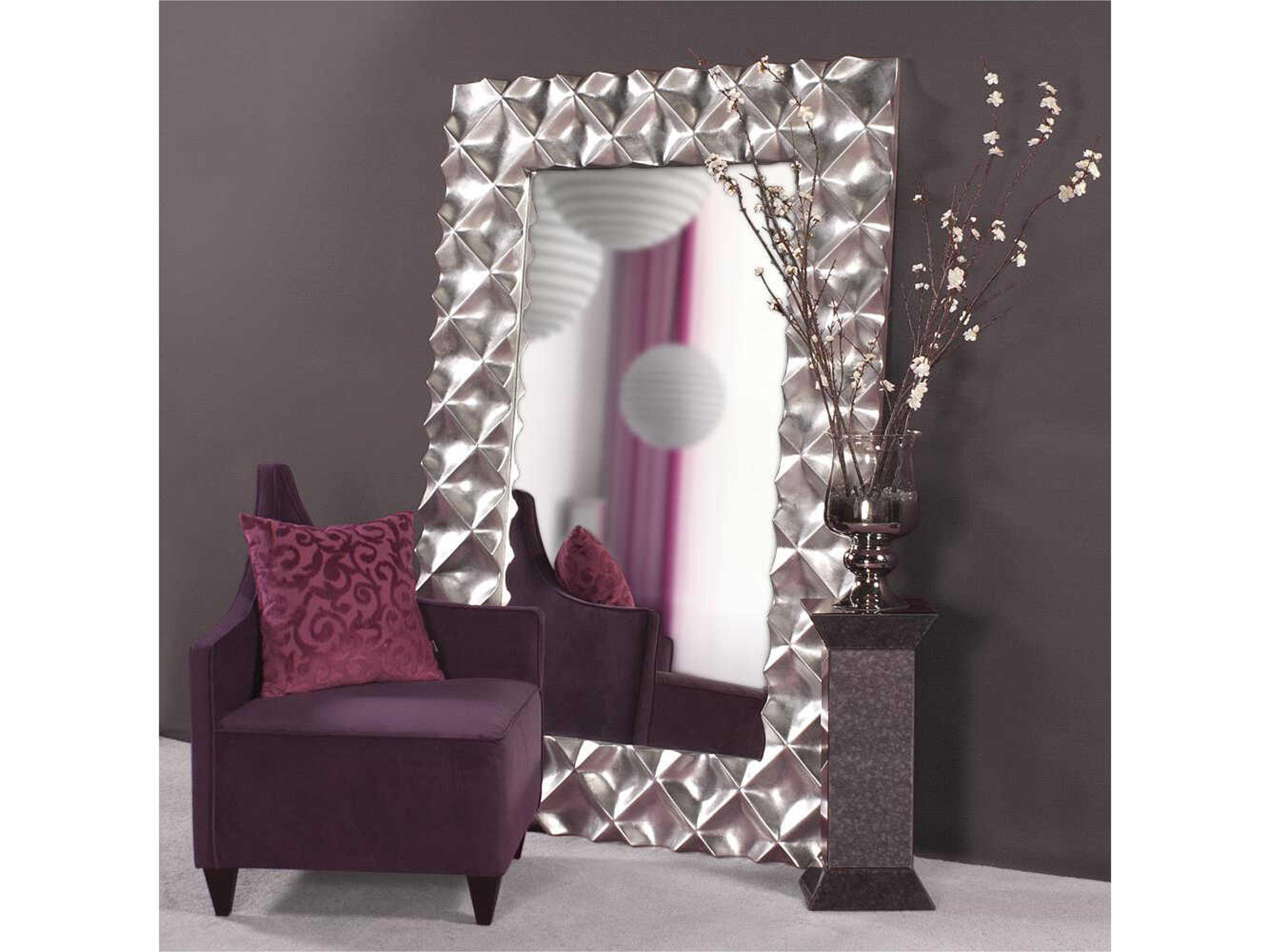 Howard Elliott Krystal Silver Leaf Rectangular Wall Mirror