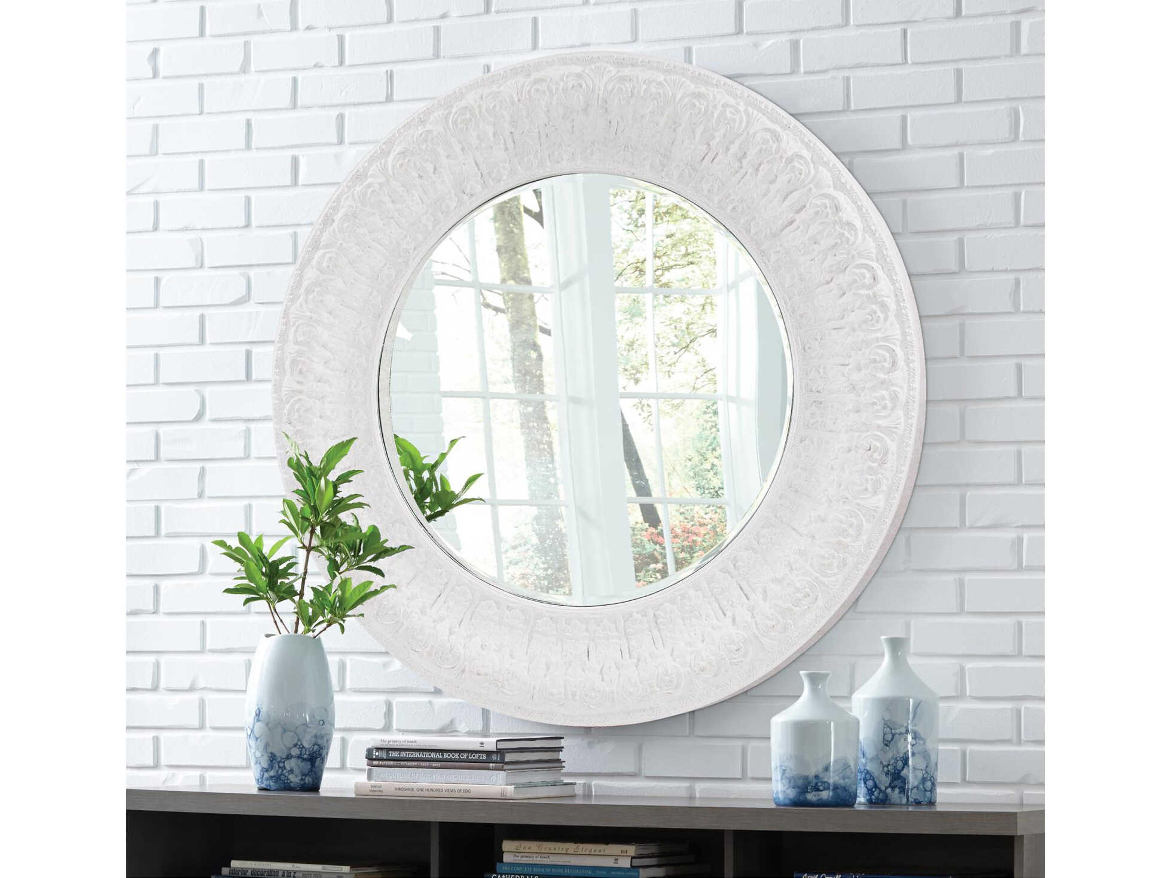Howard Elliott Arthur White Round Wall Mirror