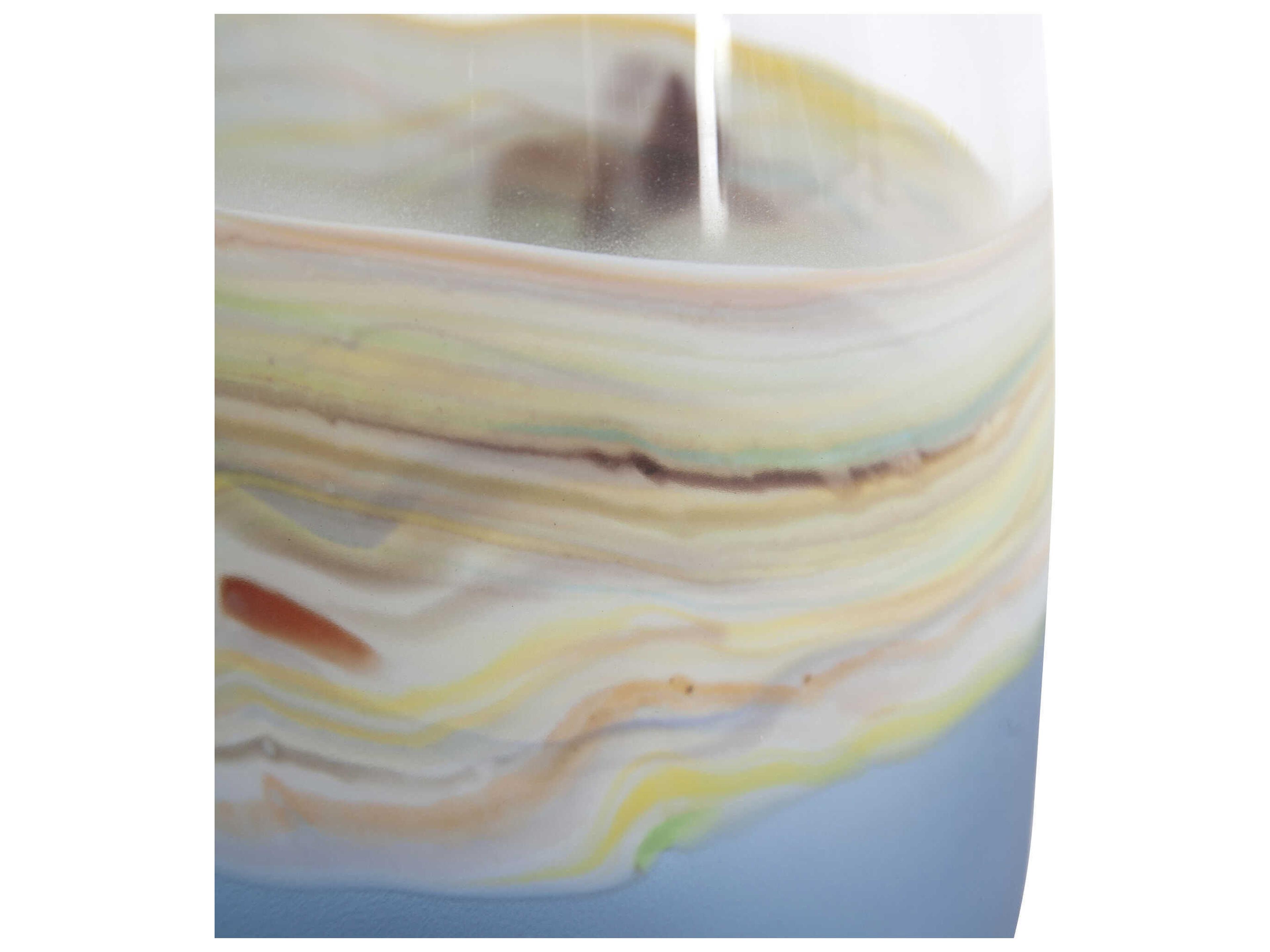 Howard Elliott Cyprus Blue Amber Wide Mouth Hand Blown Glass Vase