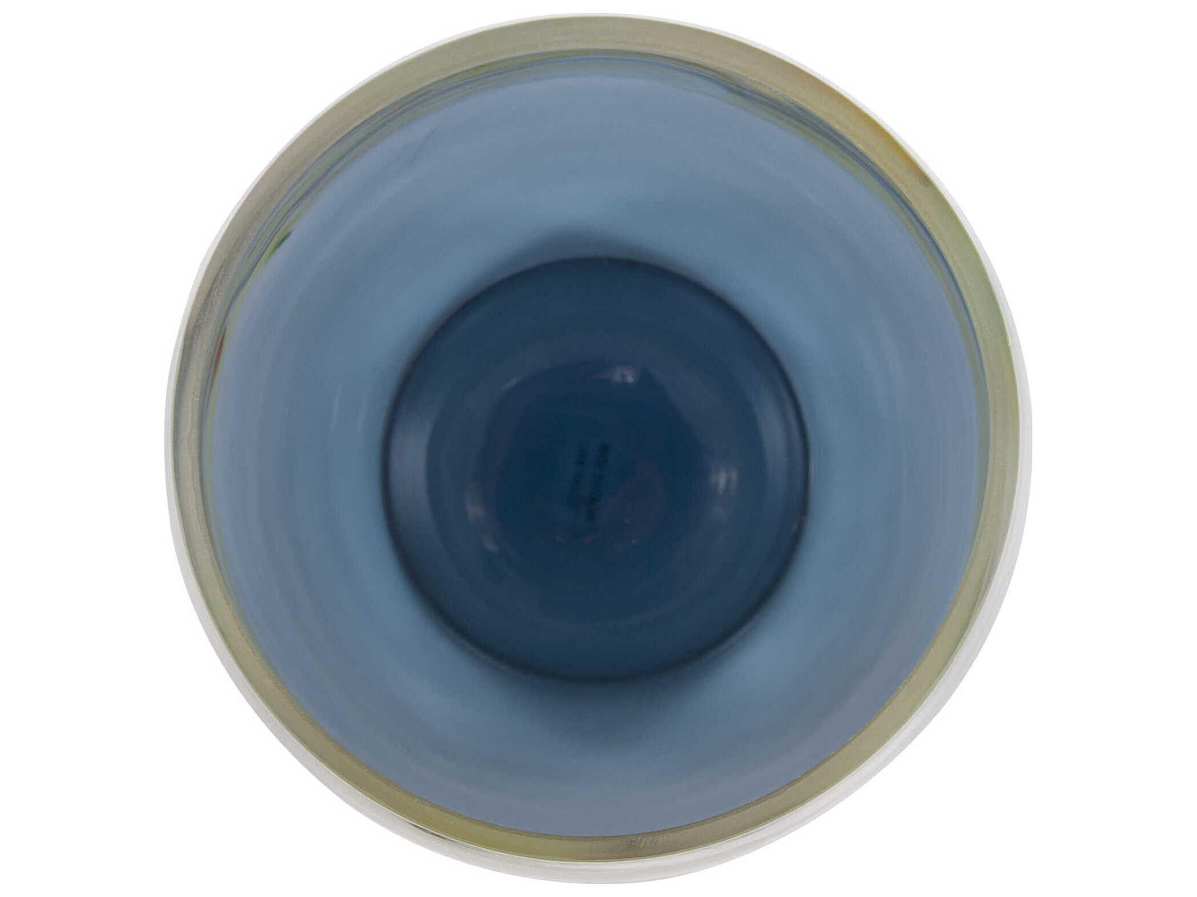 Howard Elliott Cyprus Blue Amber Wide Mouth Hand Blown Glass Vase