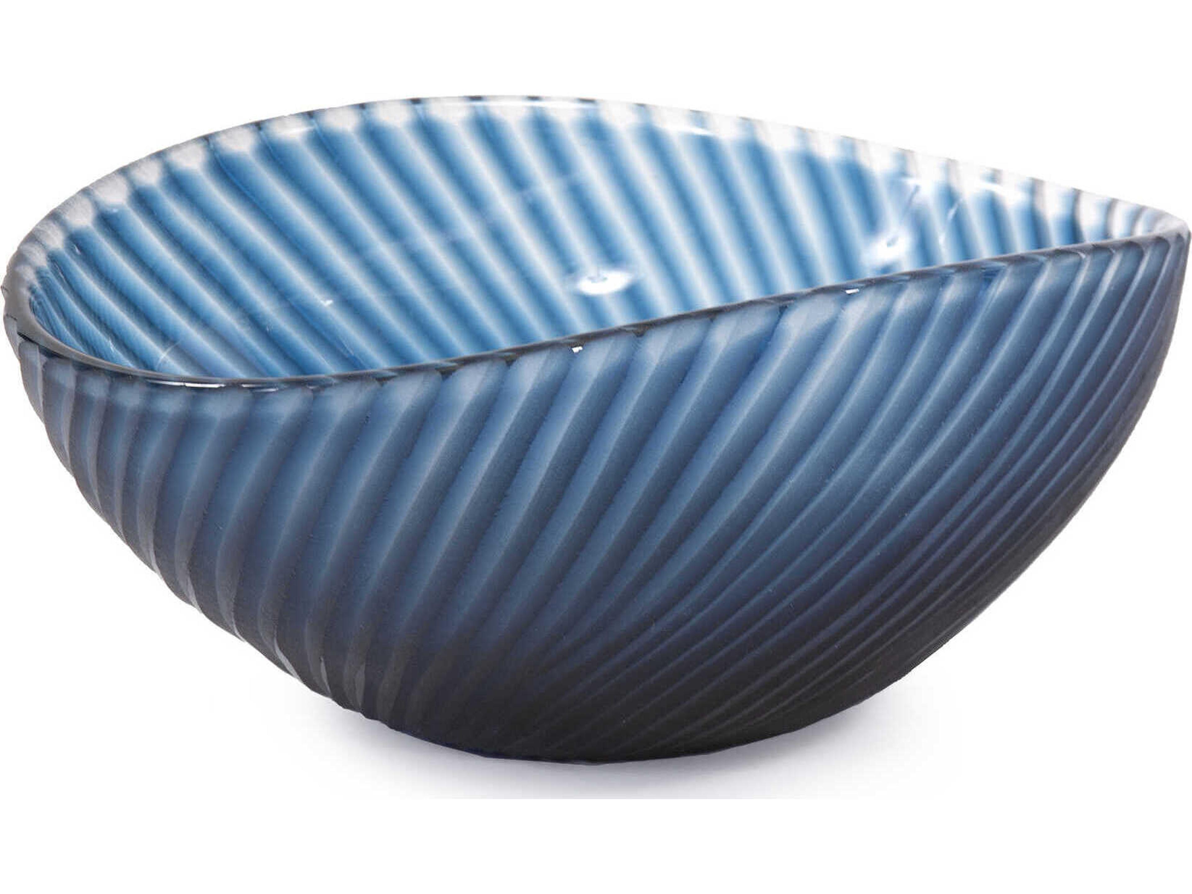 Howard Elliott Oceanic Wave Hand Blown Glass Decorative Bowl