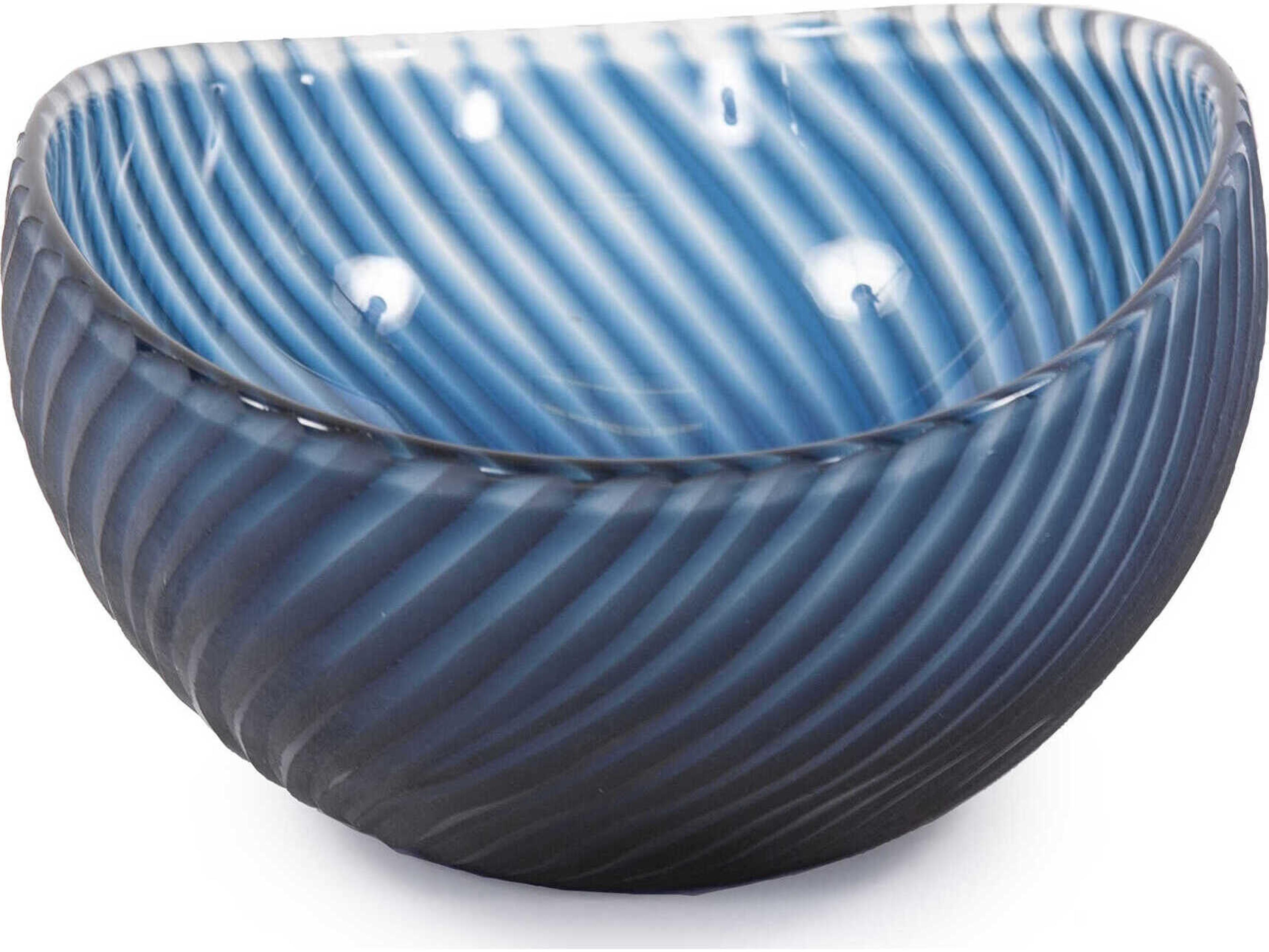 Howard Elliott Oceanic Wave Hand Blown Glass Decorative Bowl