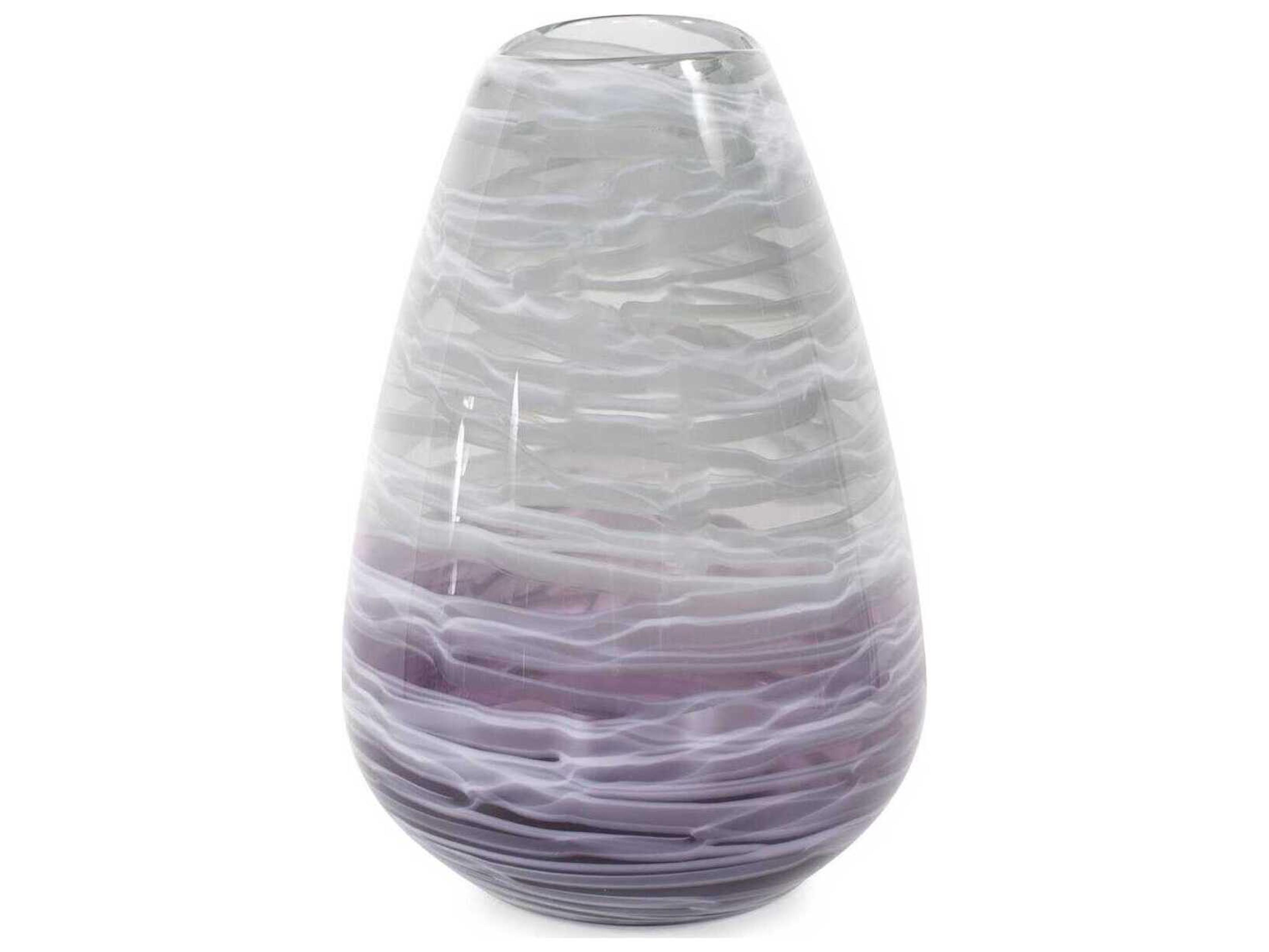 Howard Elliott Swirled Smoke and Aubergine Torpedo Glass Vase