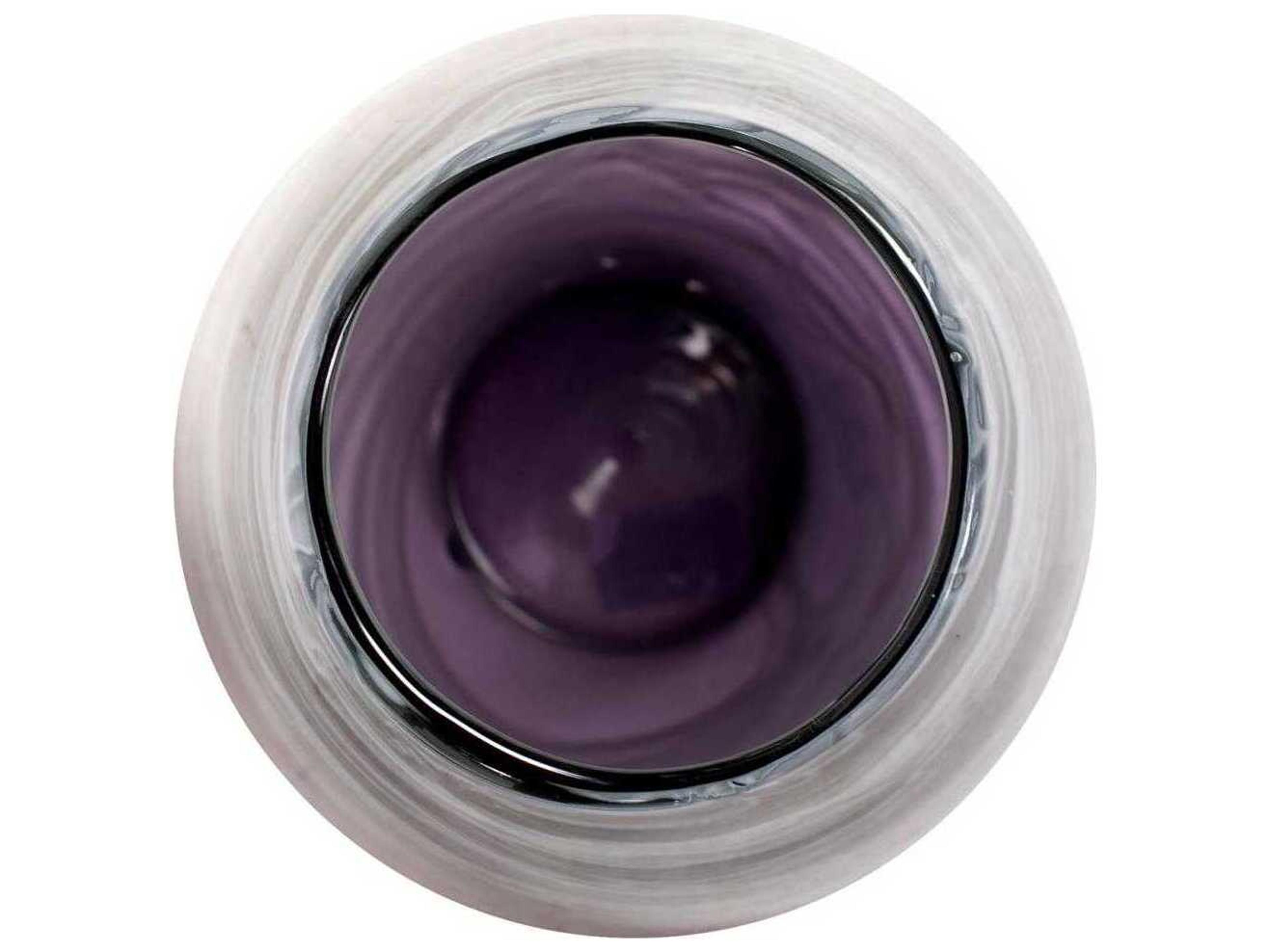 Howard Elliott Swirled Smoke and Aubergine Torpedo Glass Vase