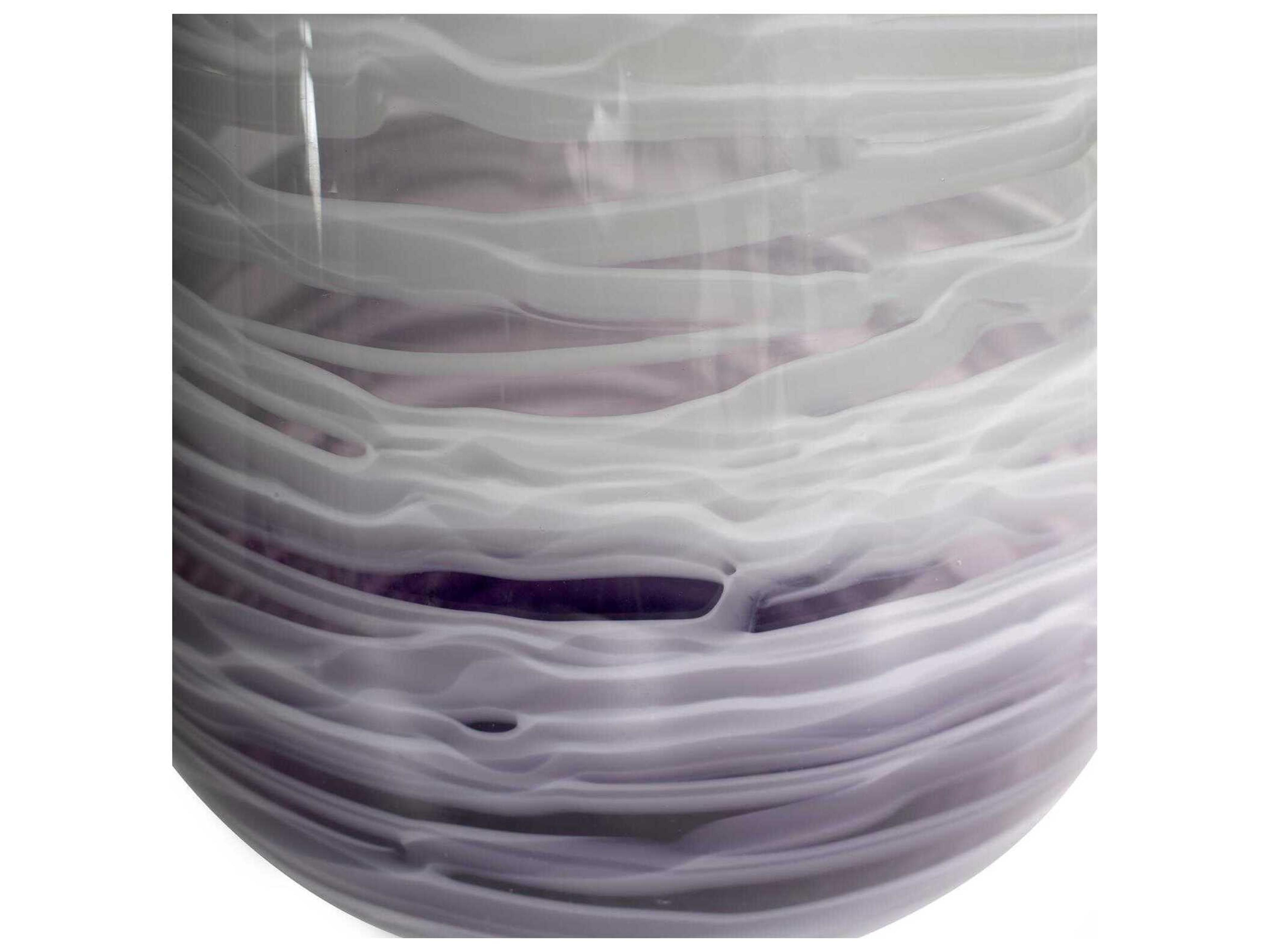 Howard Elliott Swirled Smoke and Aubergine Torpedo Glass Vase