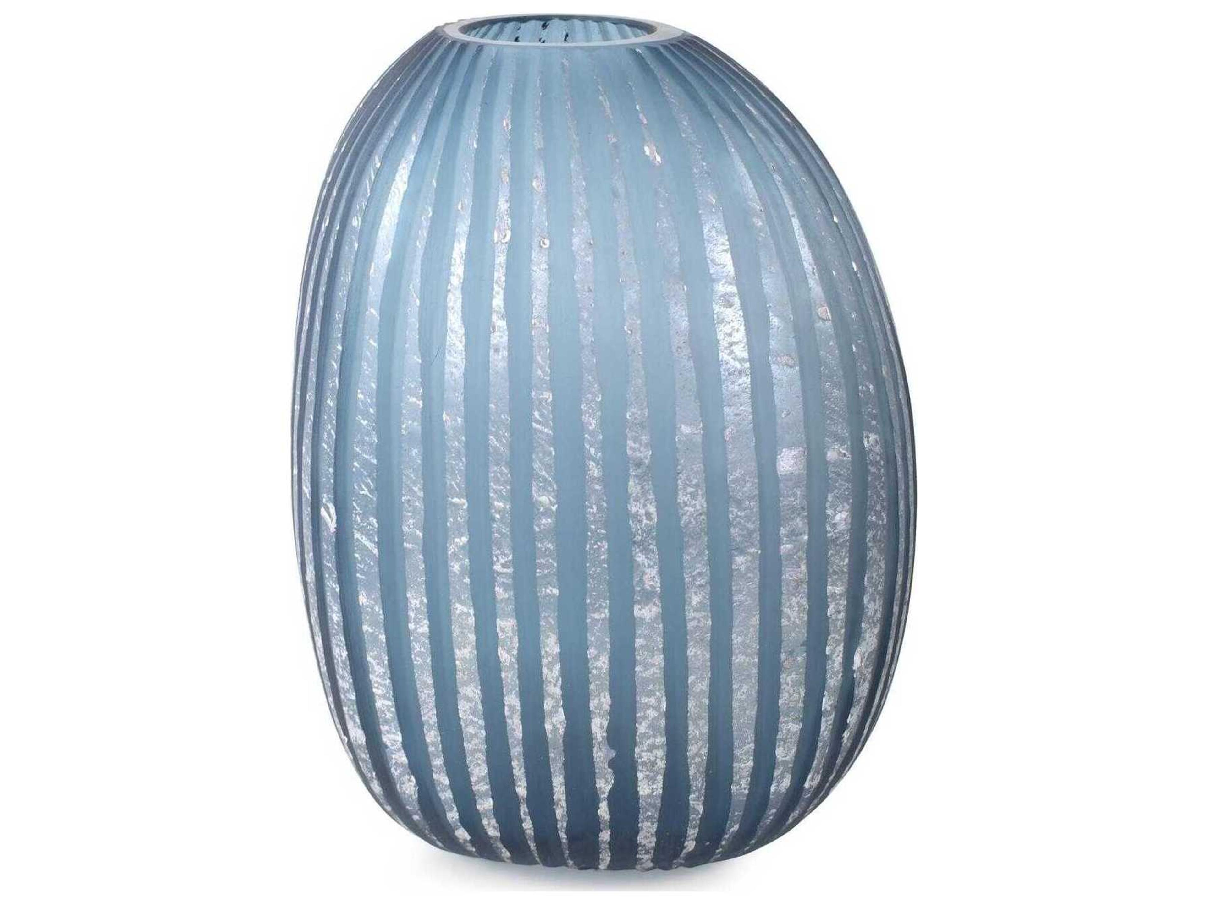 Howard Elliott Yale Blue Silver Asymmetrical Glass Vase