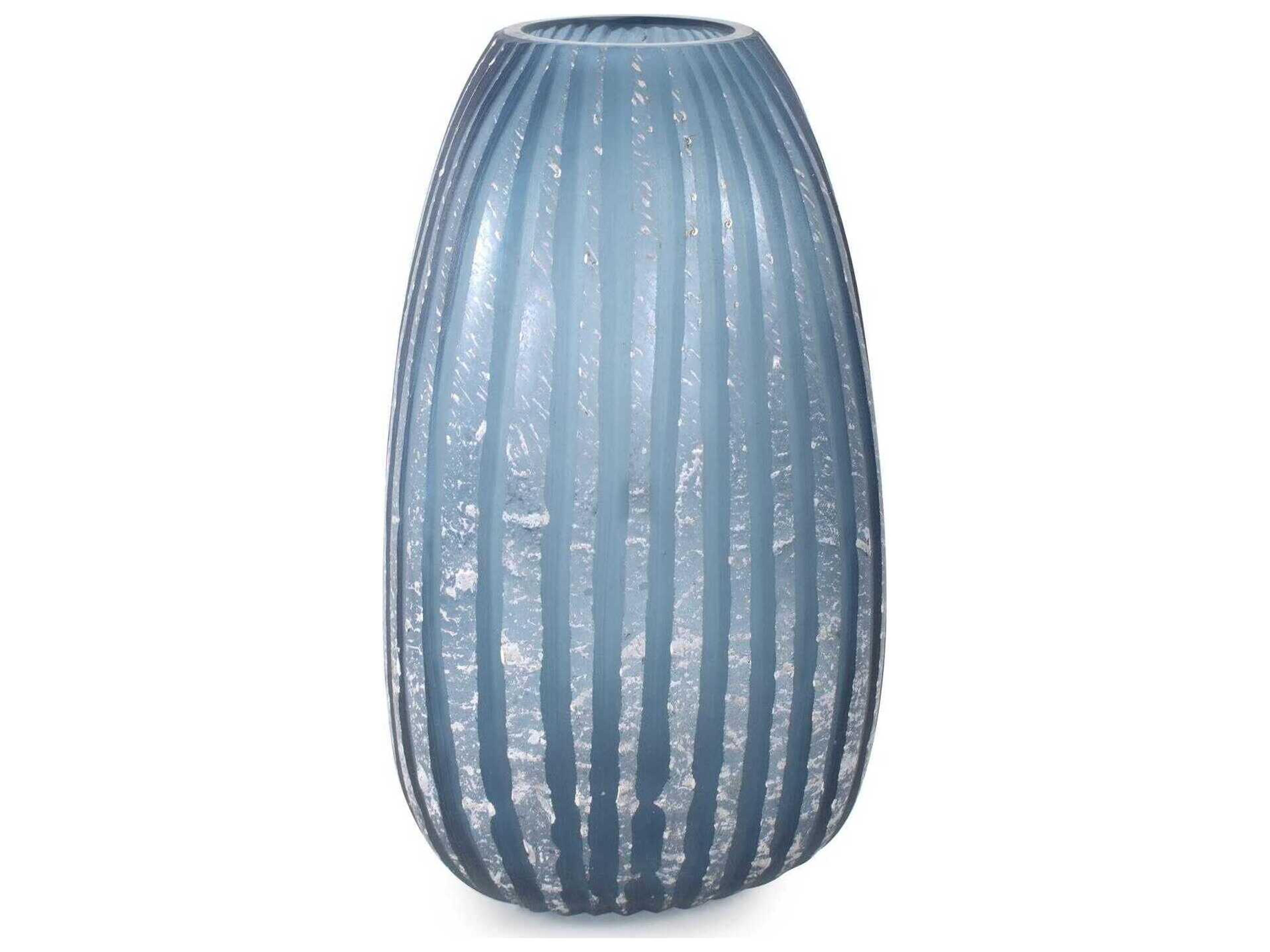 Howard Elliott Yale Blue Silver Asymmetrical Glass Vase