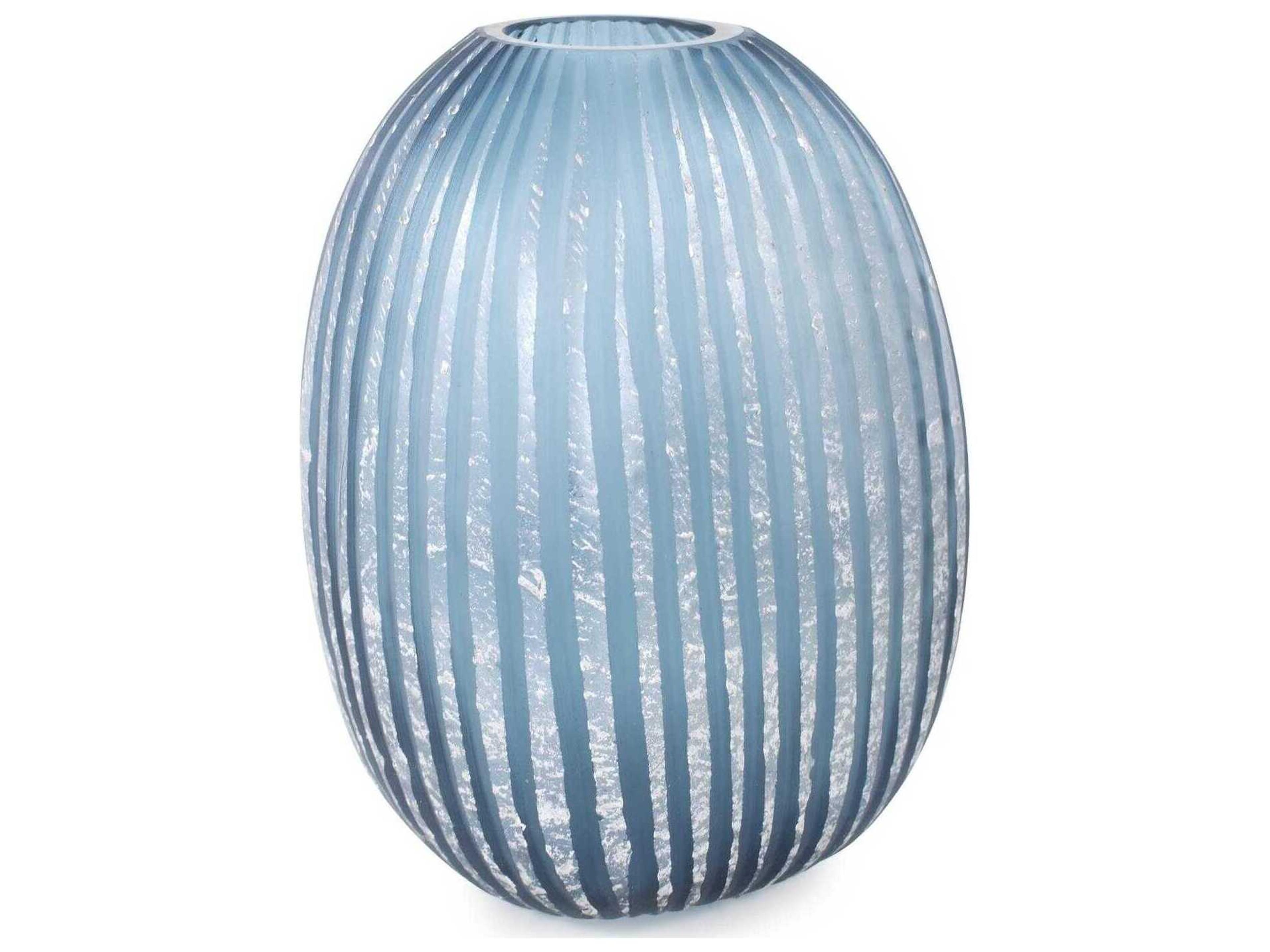 Howard Elliott Yale Blue Silver Asymmetrical Glass Vase
