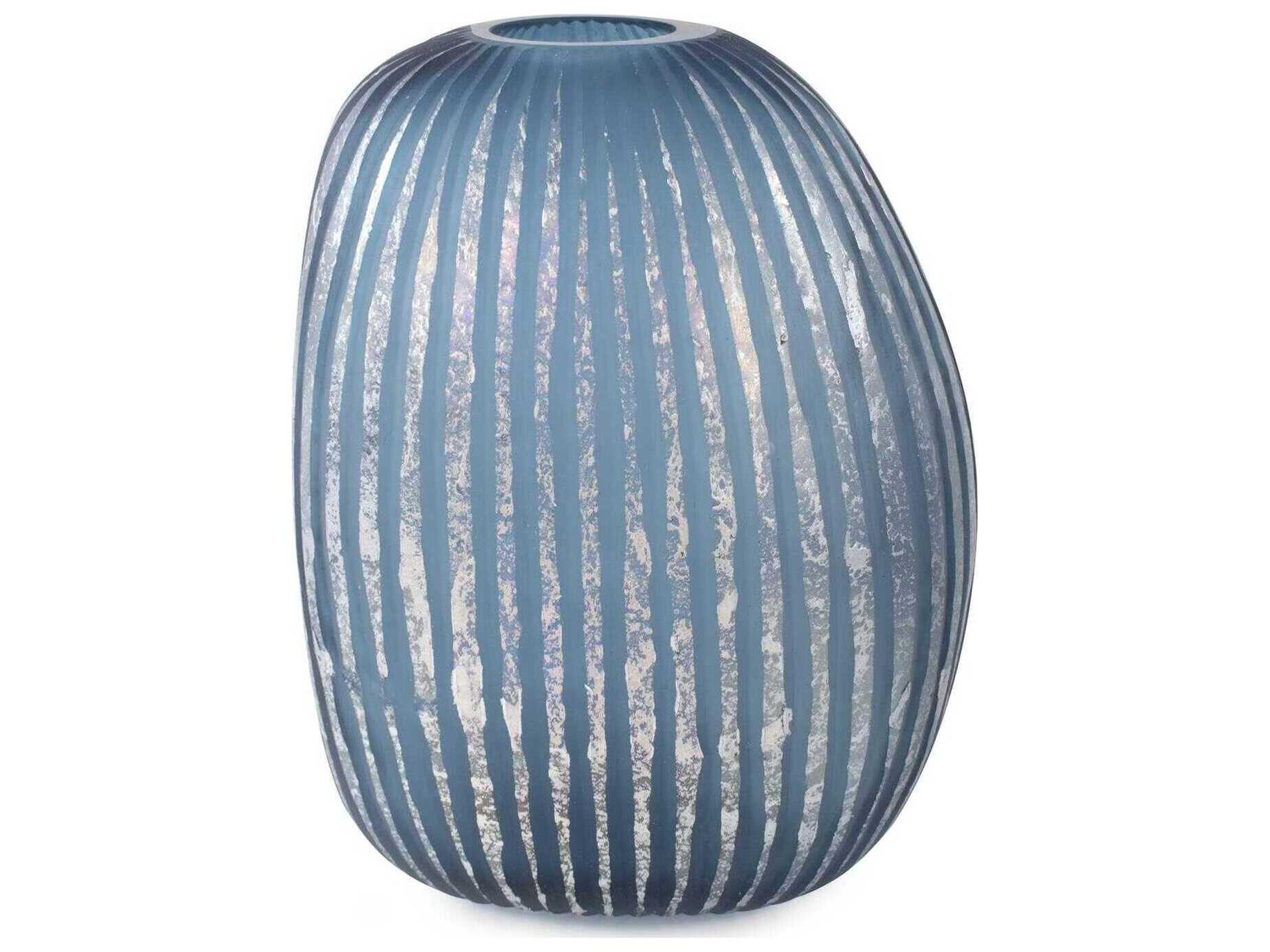 Yale Blue Silver Asymmetrical Glass Vase