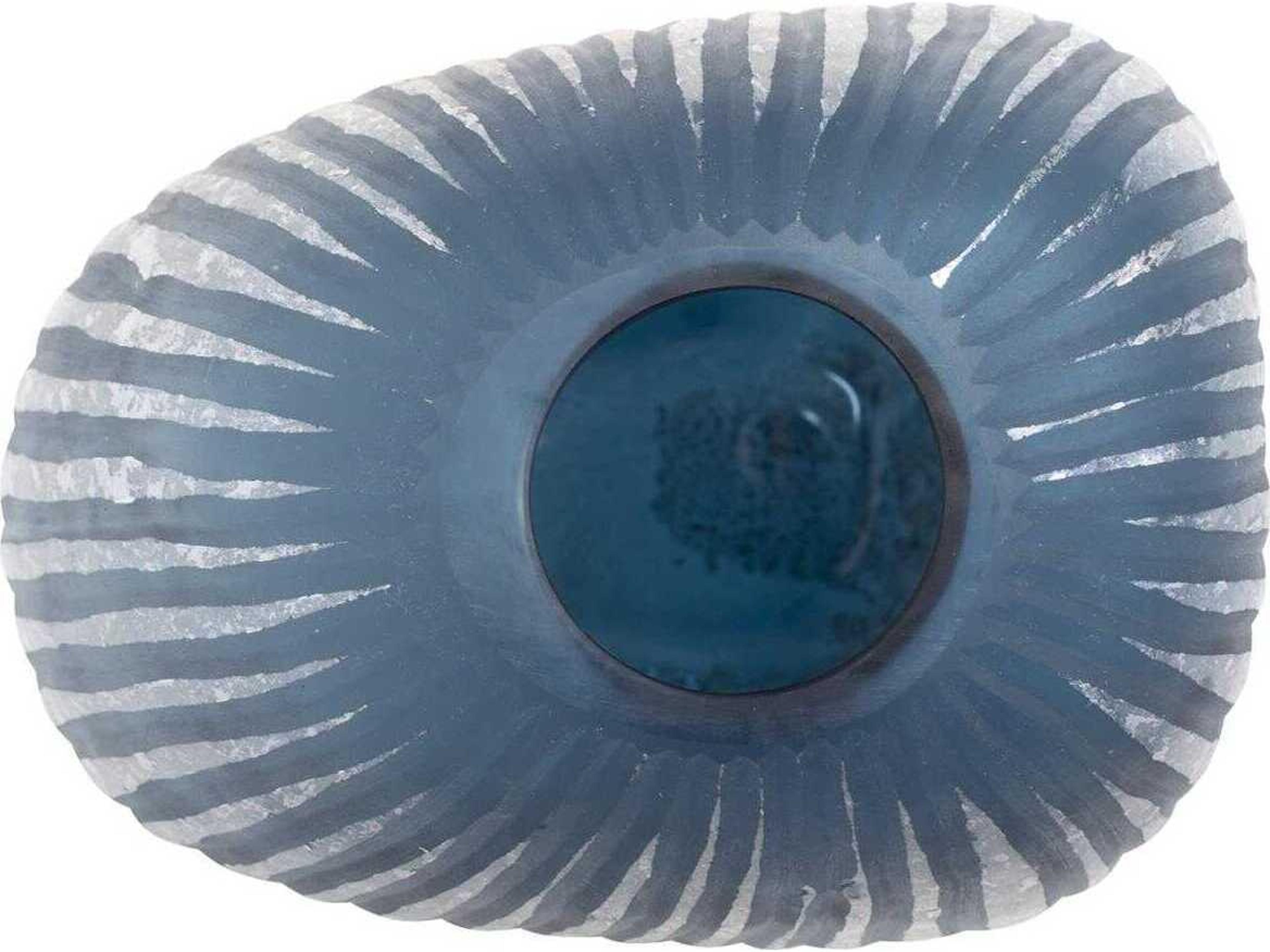 Howard Elliott Yale Blue Silver Asymmetrical Glass Vase