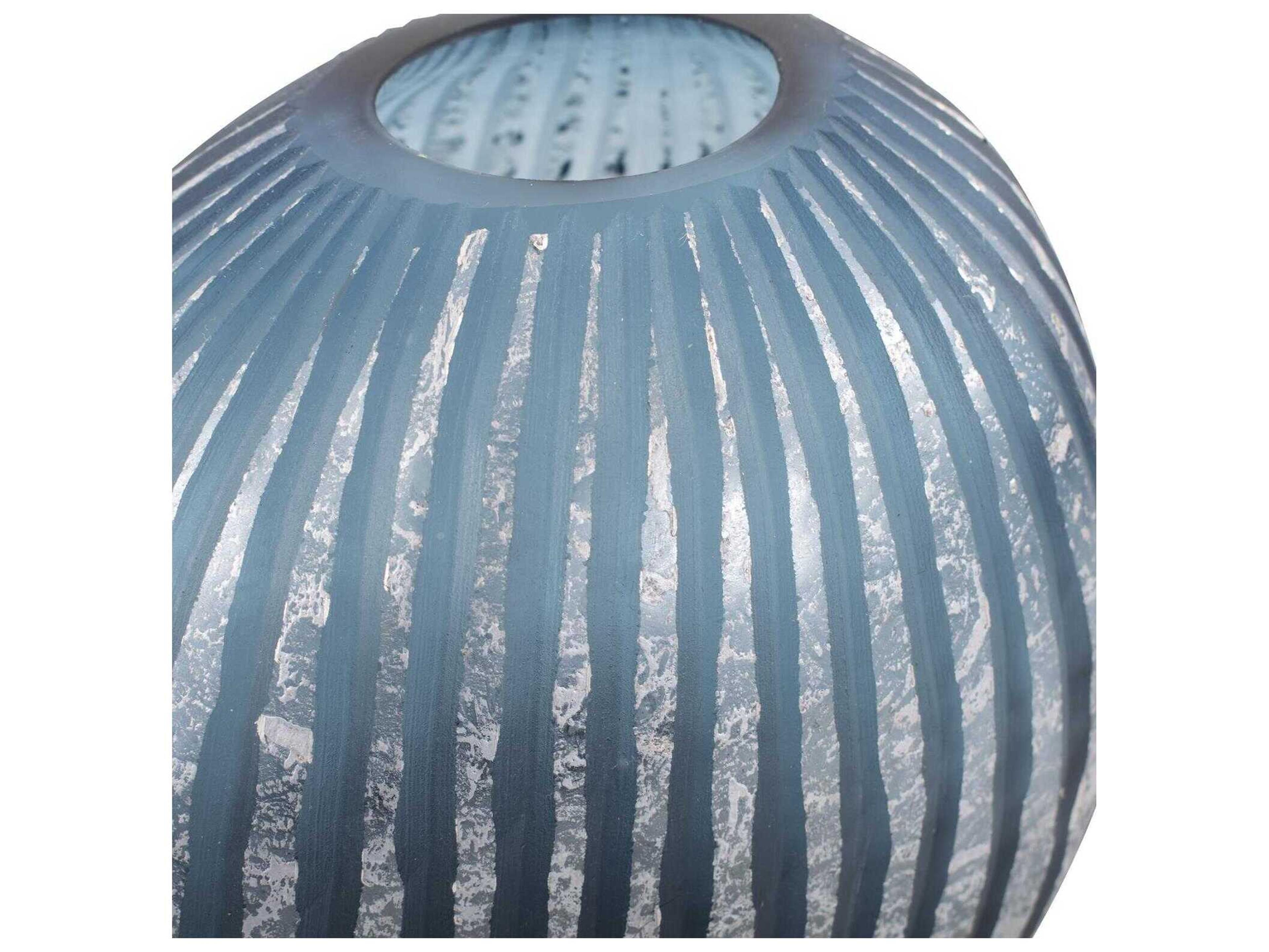 Howard Elliott Yale Blue Silver Asymmetrical Glass Vase