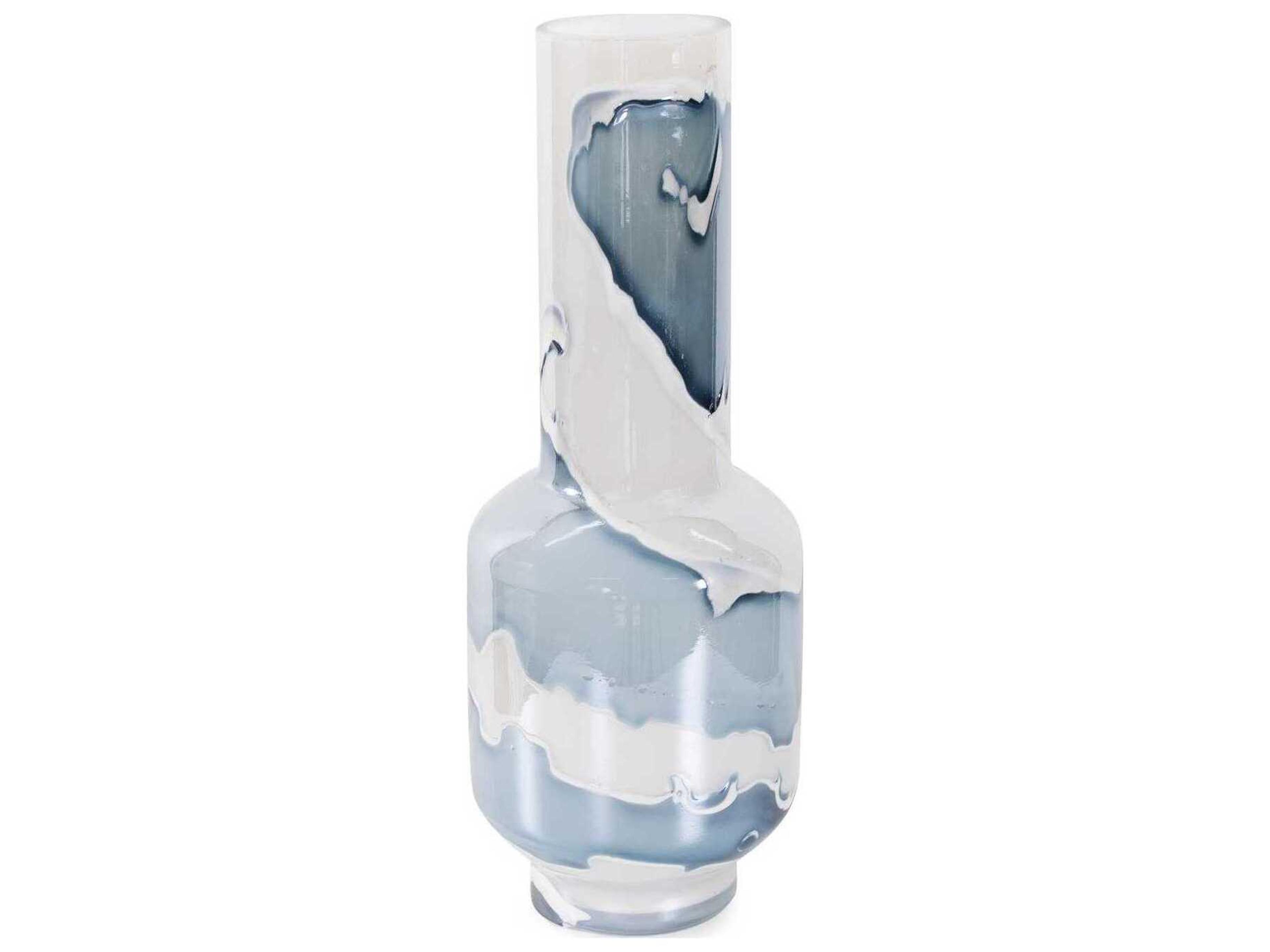 Howard Elliott Glacier Bay Layered Cylindrical Glass Vase