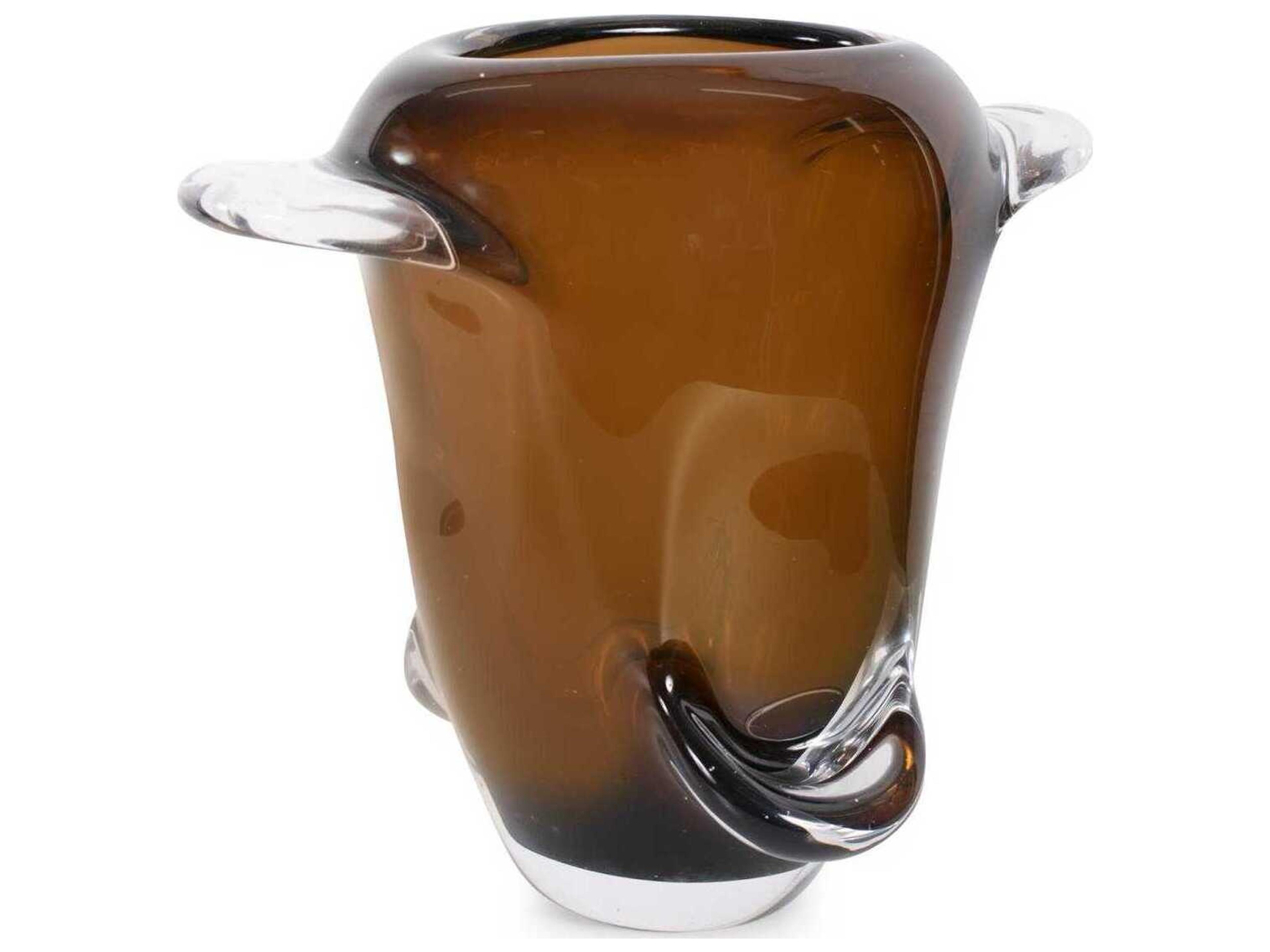 Howard Elliott Smokey Umber Flared Edged Glass Vase