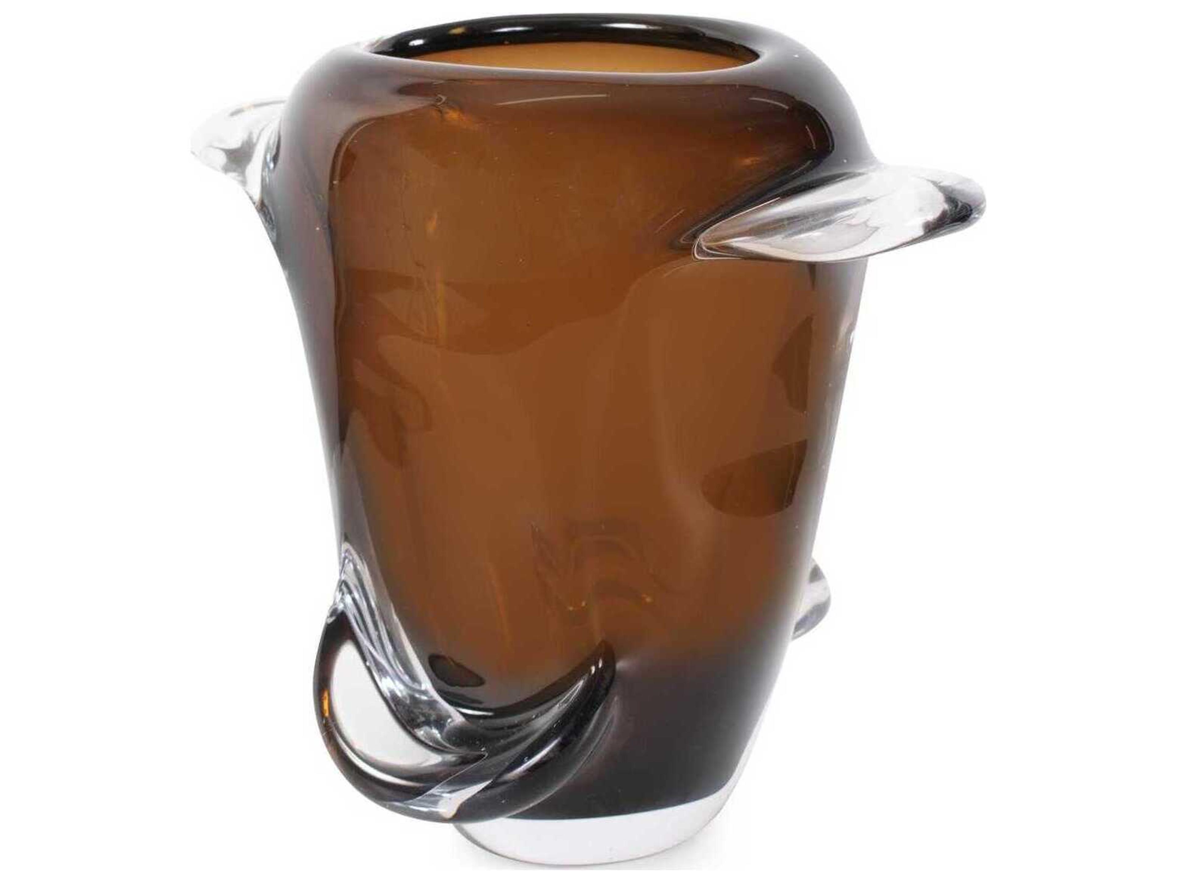 Howard Elliott Smokey Umber Flared Edged Glass Vase