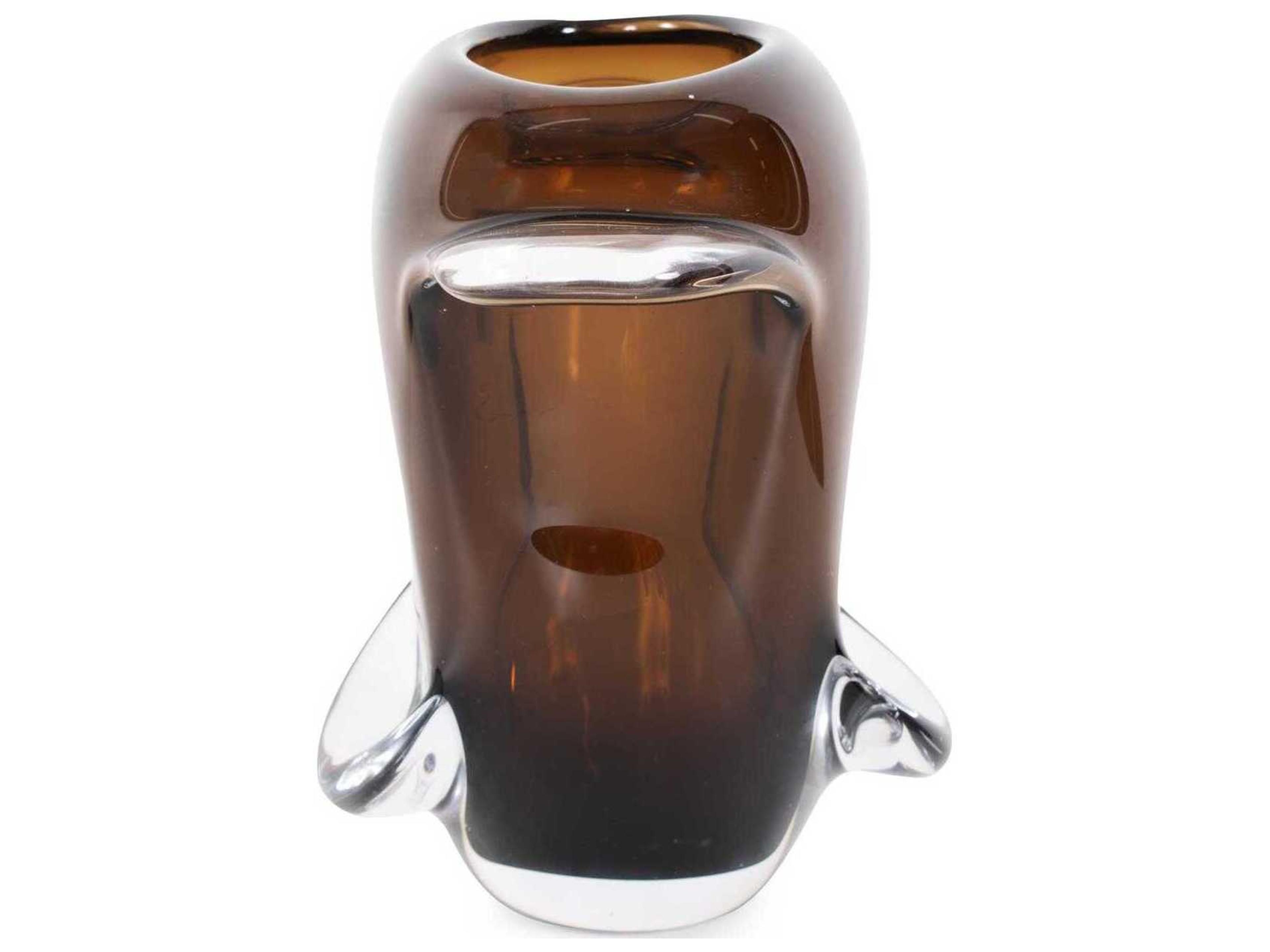 Howard Elliott Smokey Umber Flared Edged Glass Vase