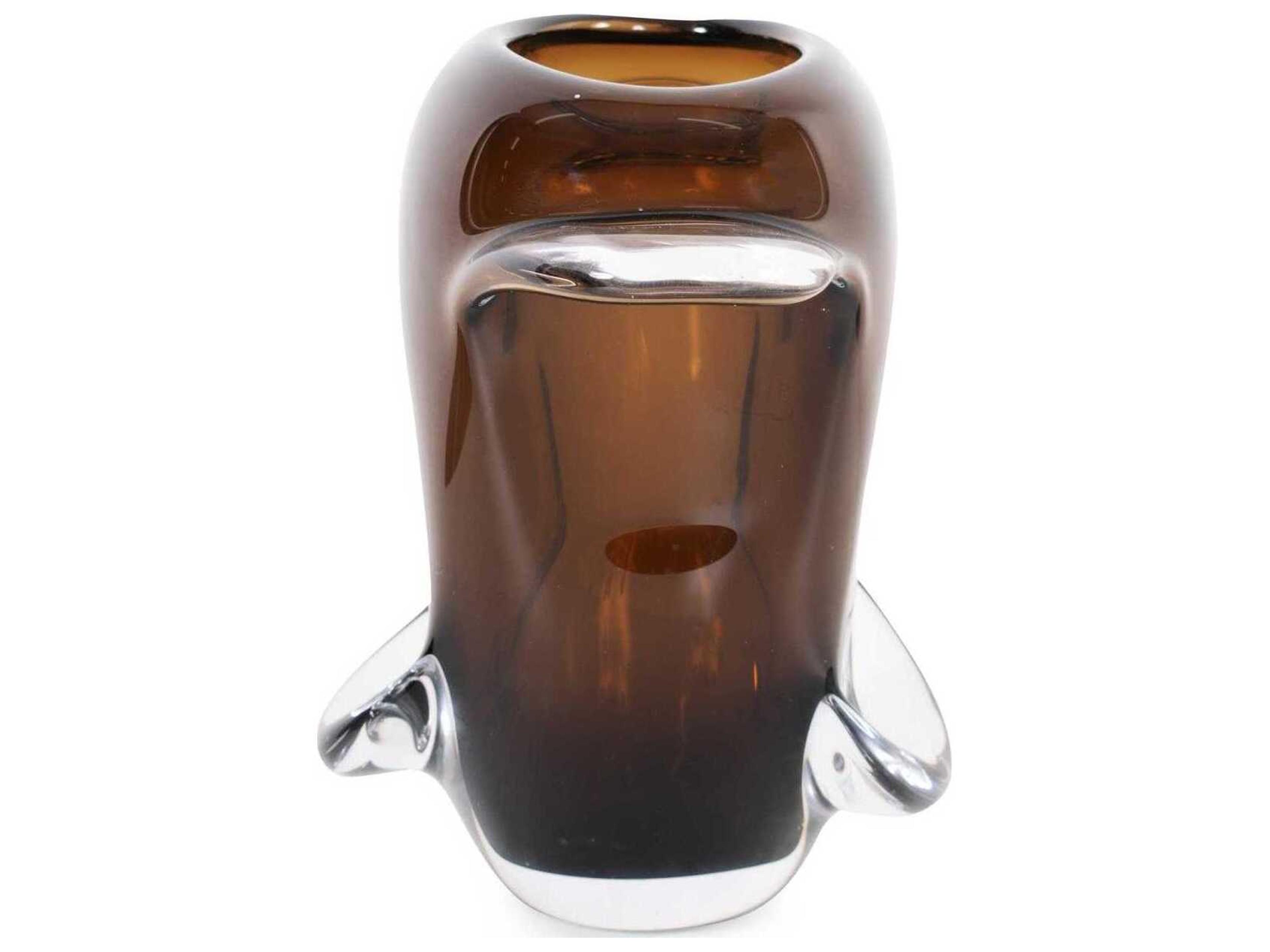 Howard Elliott Smokey Umber Flared Edged Glass Vase