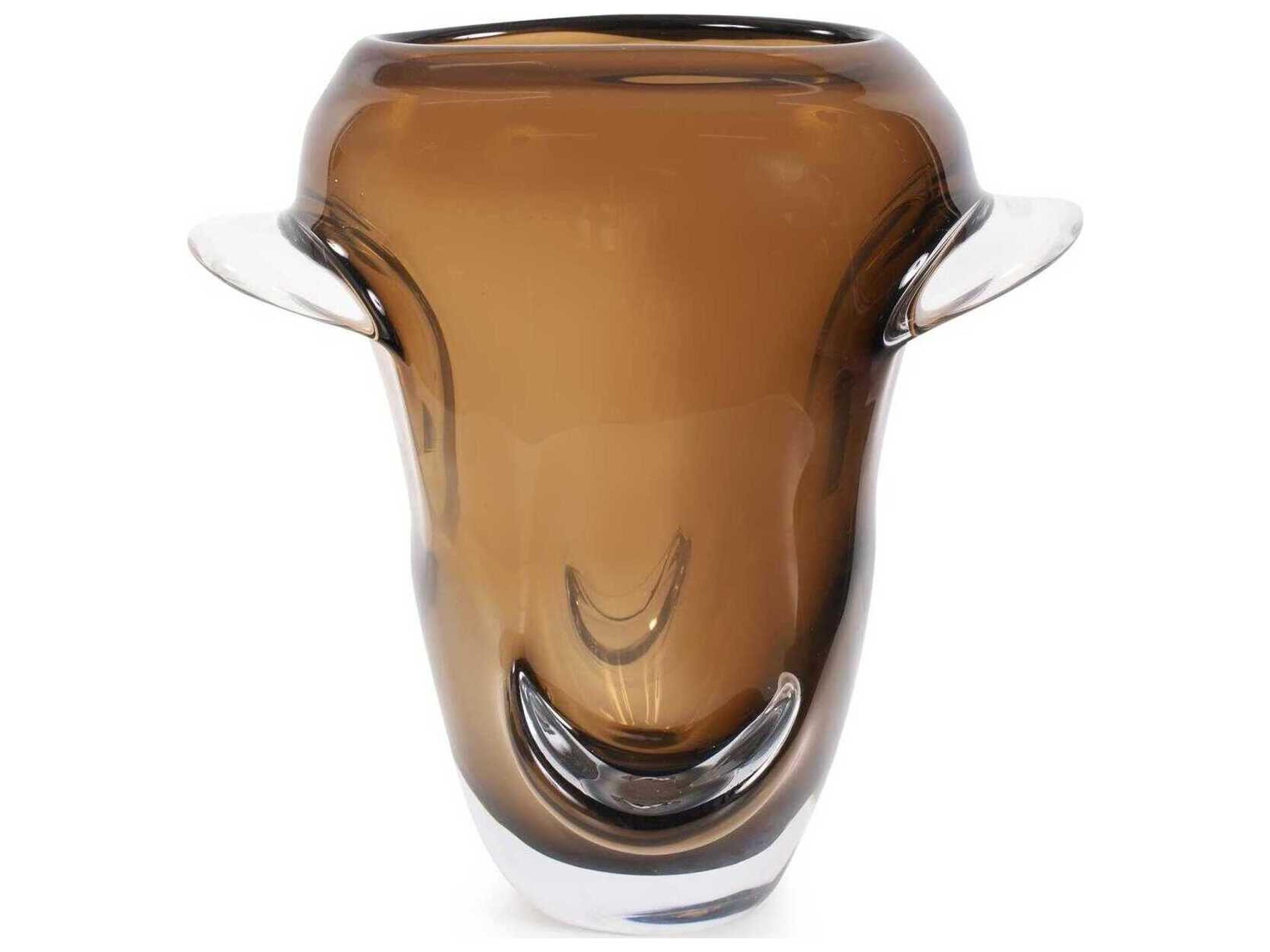 Howard Elliott Smokey Umber Flared Edged Glass Vase